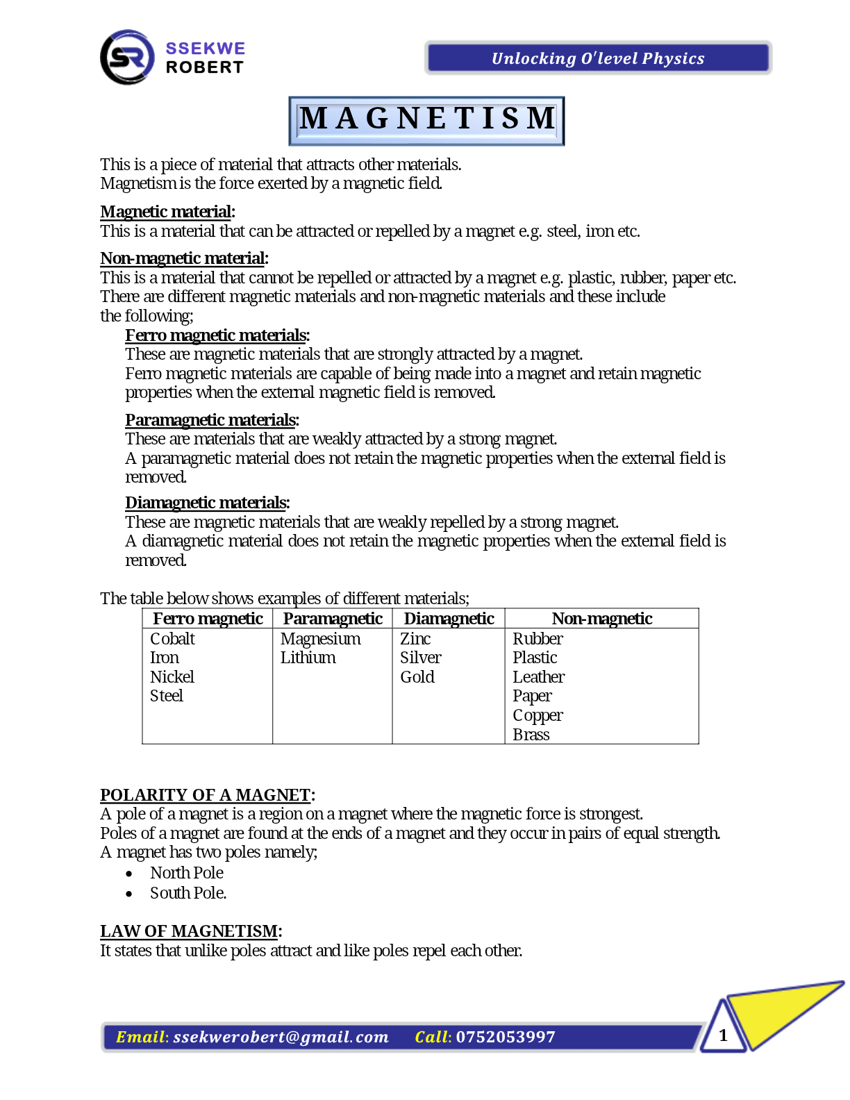 S 3 magnetism notes