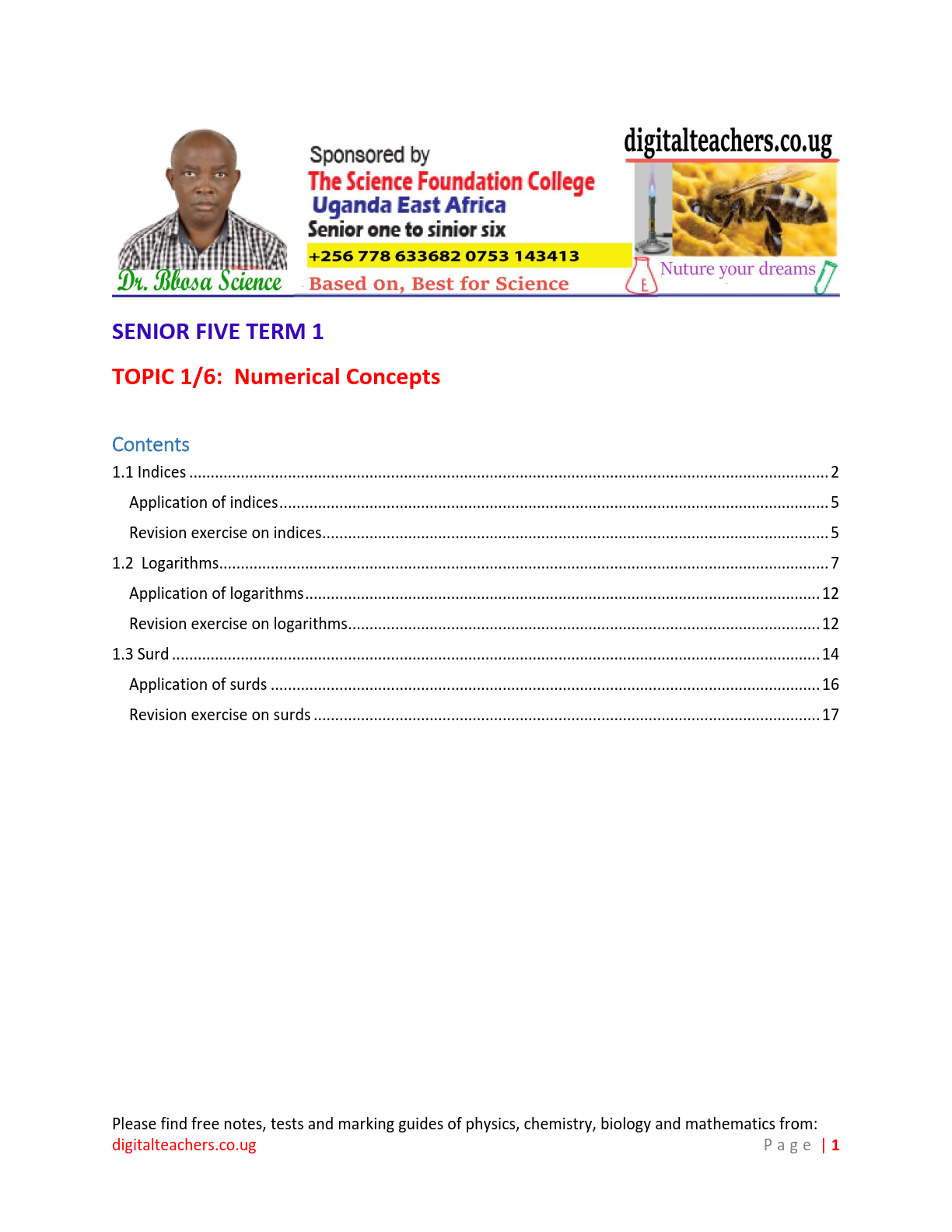 A-Level-New curriculum Mathenatics SV topic 1 Numerical-Concepts