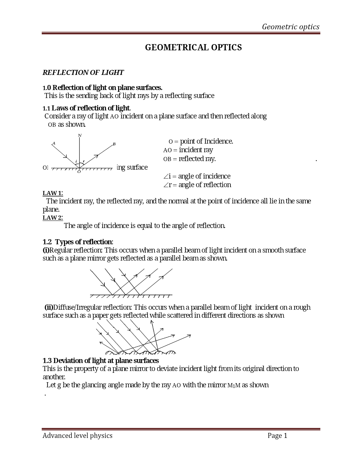 GEOMETRIC OPTICS