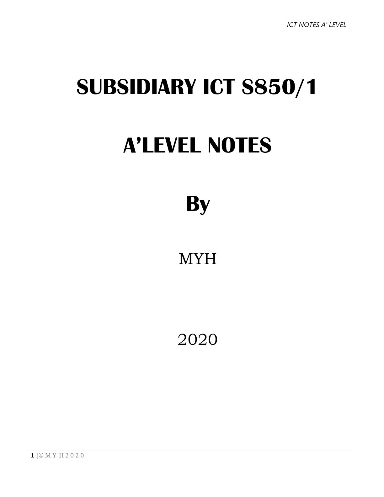 ICT notes for A level