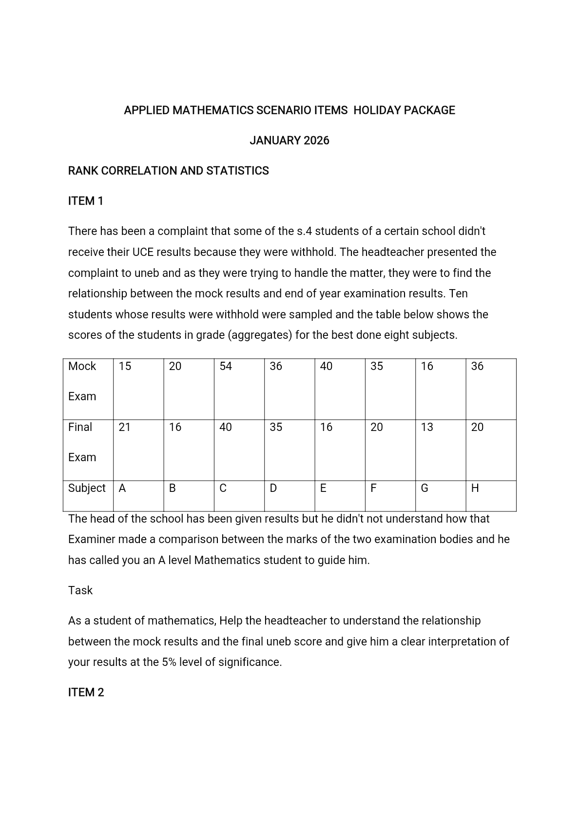 APPLIED MATH SCENARIO ITEMS 2026