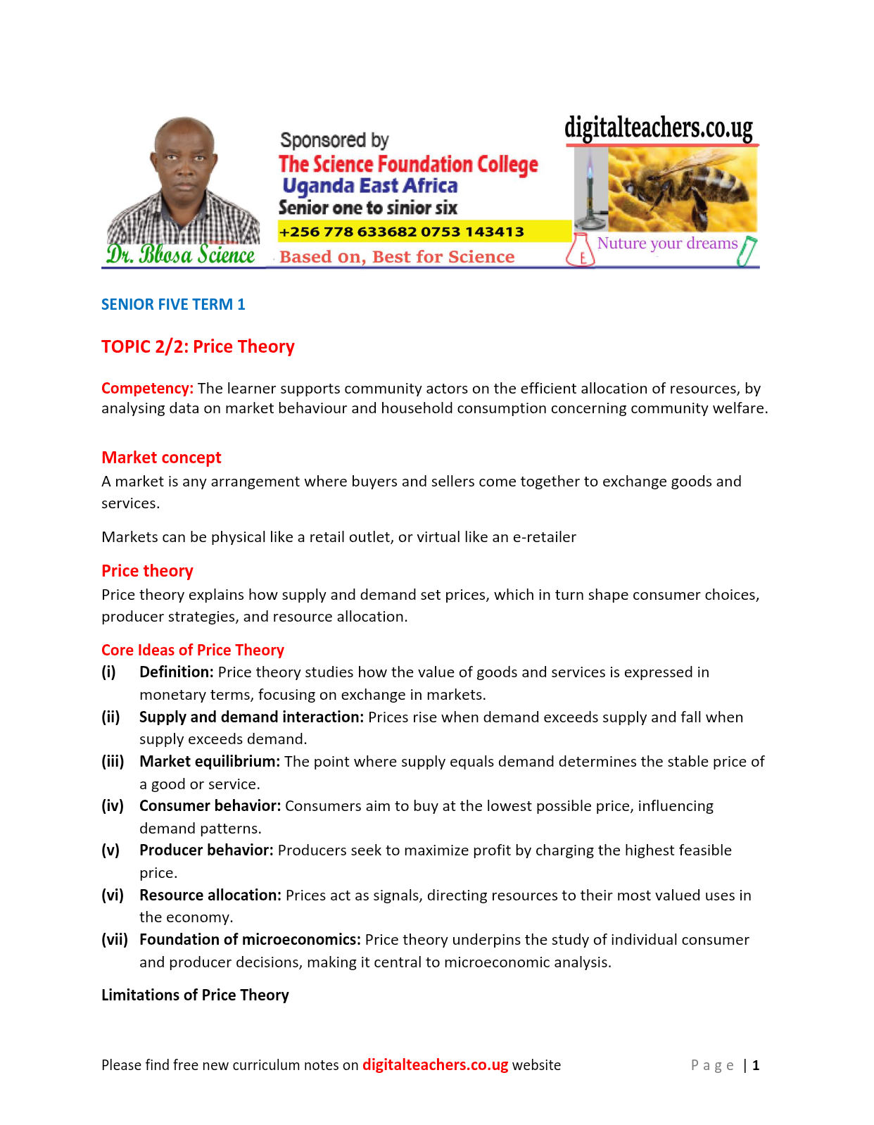 Economics Price theory