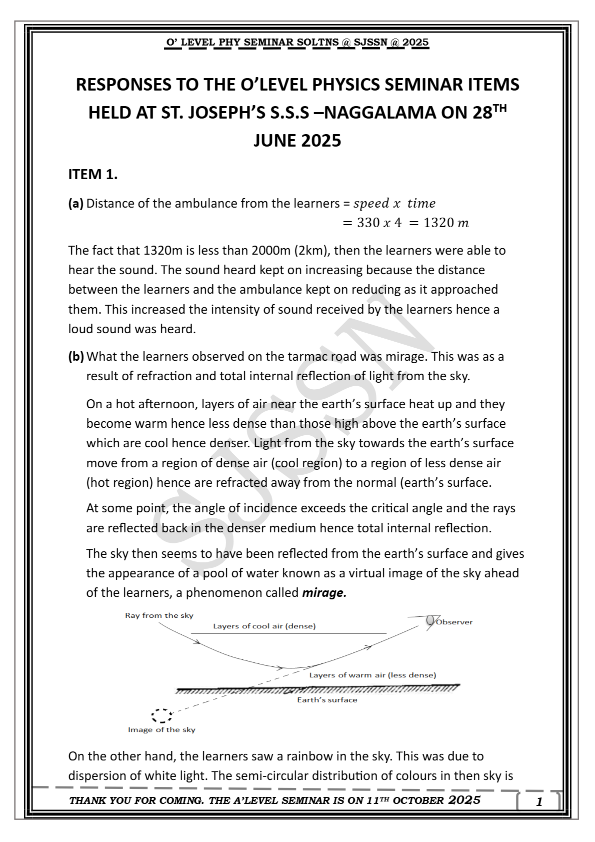 o level physics seminar 2025 seminar items with answers -