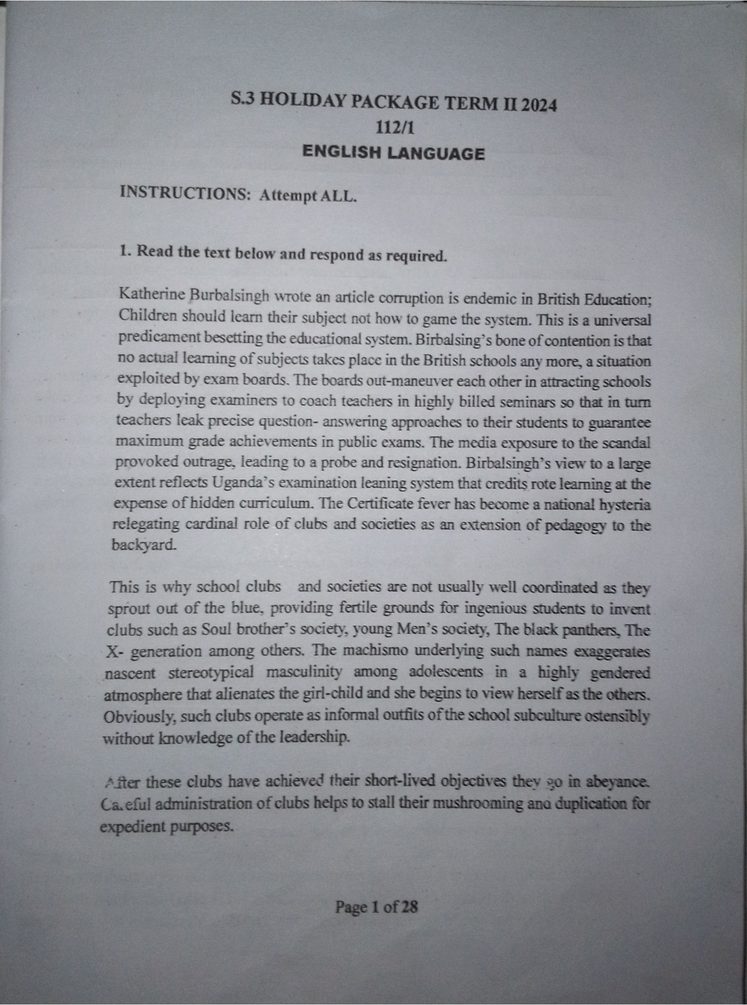 English Summary writing