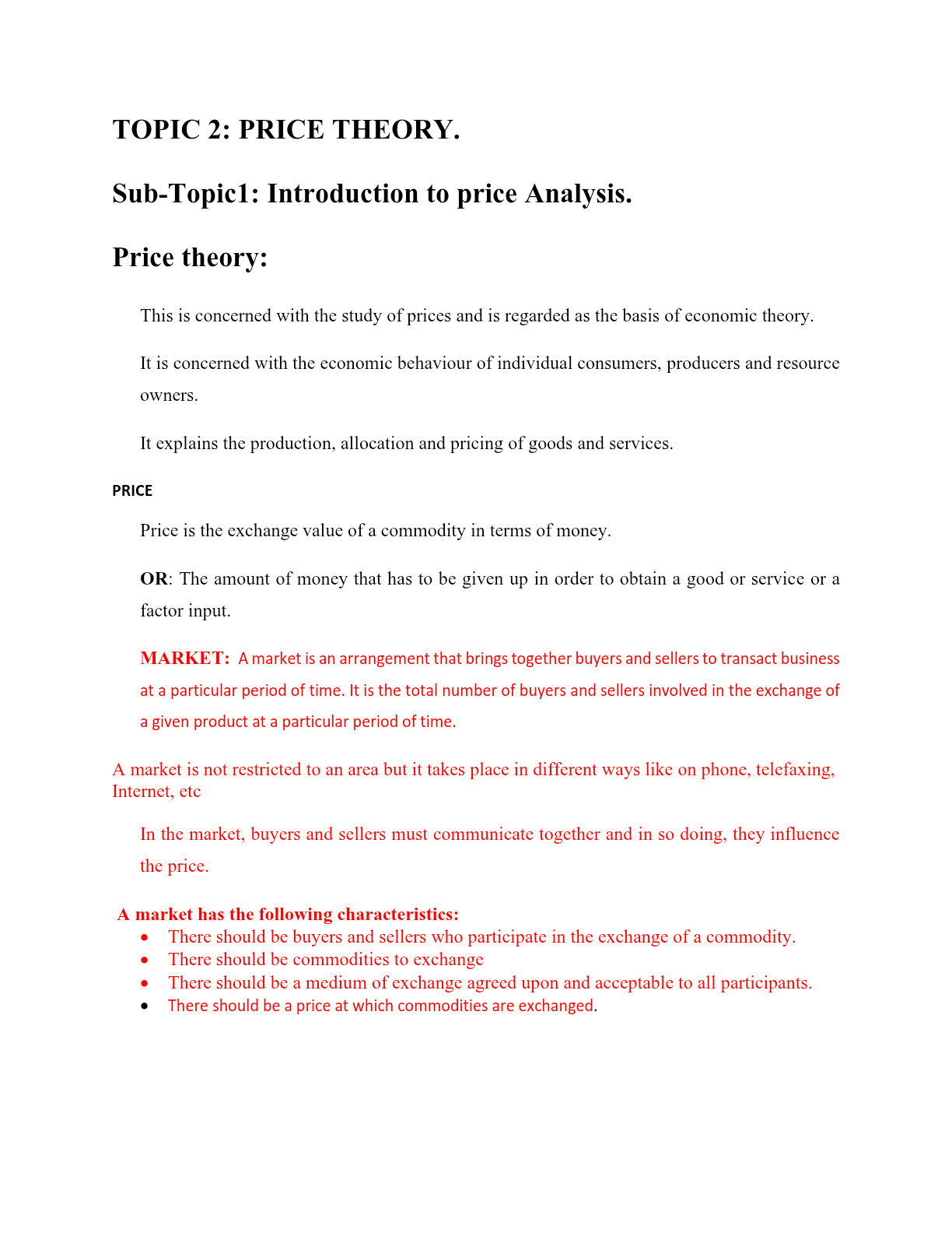 S.5 Econ Price Theory Notes
