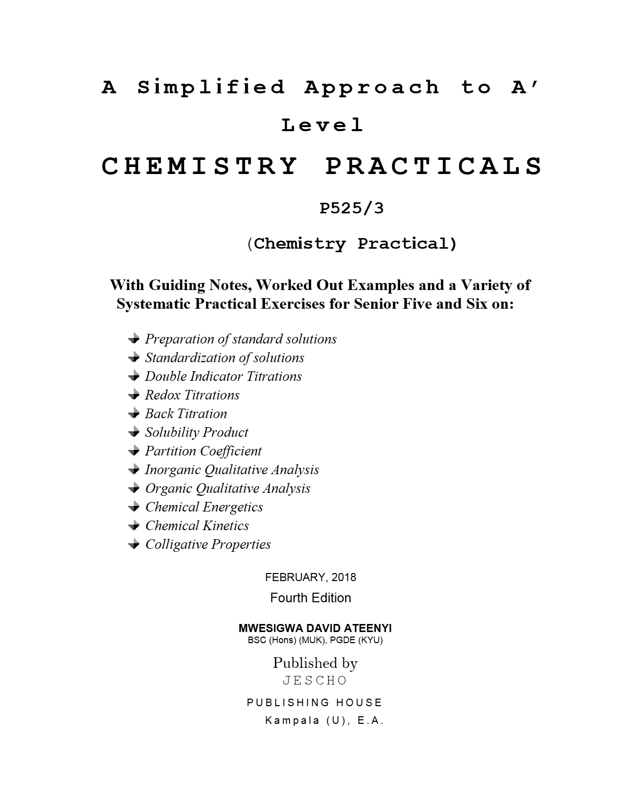 A Simplified Approach to Chemistry Practicals