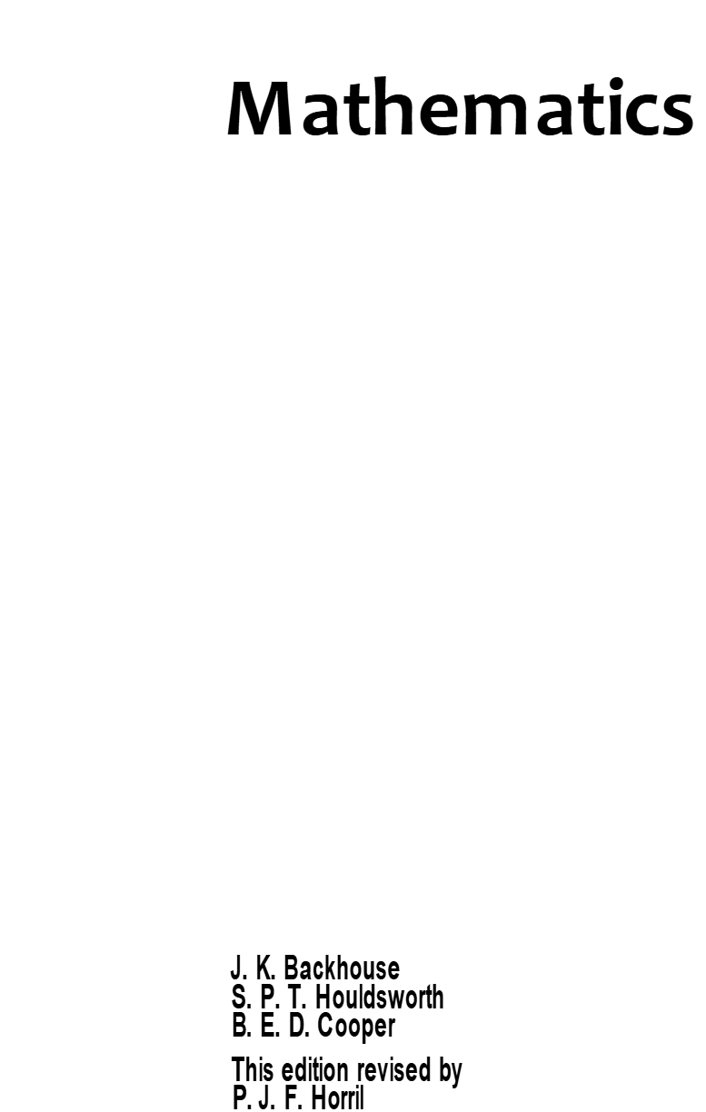 Pure Mathematics 2 (Backhouse)