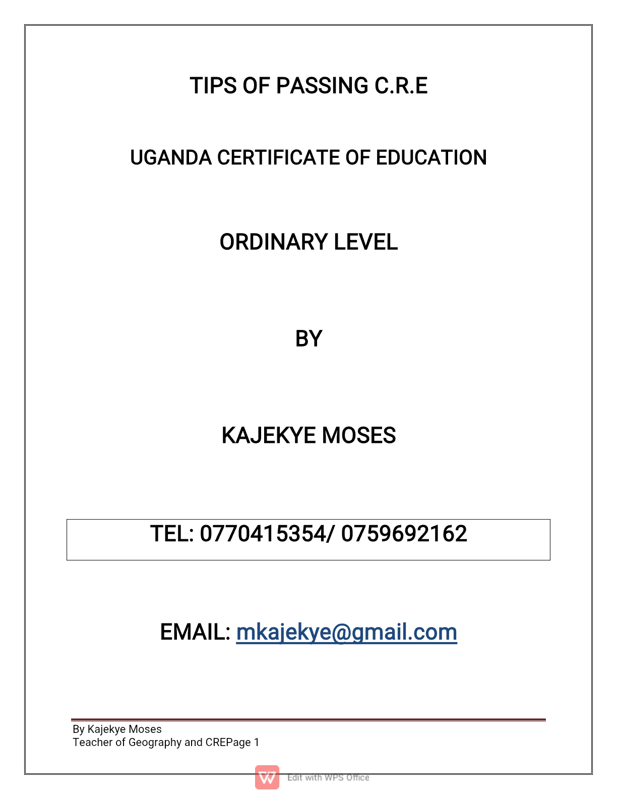 Nature  of CRE paper