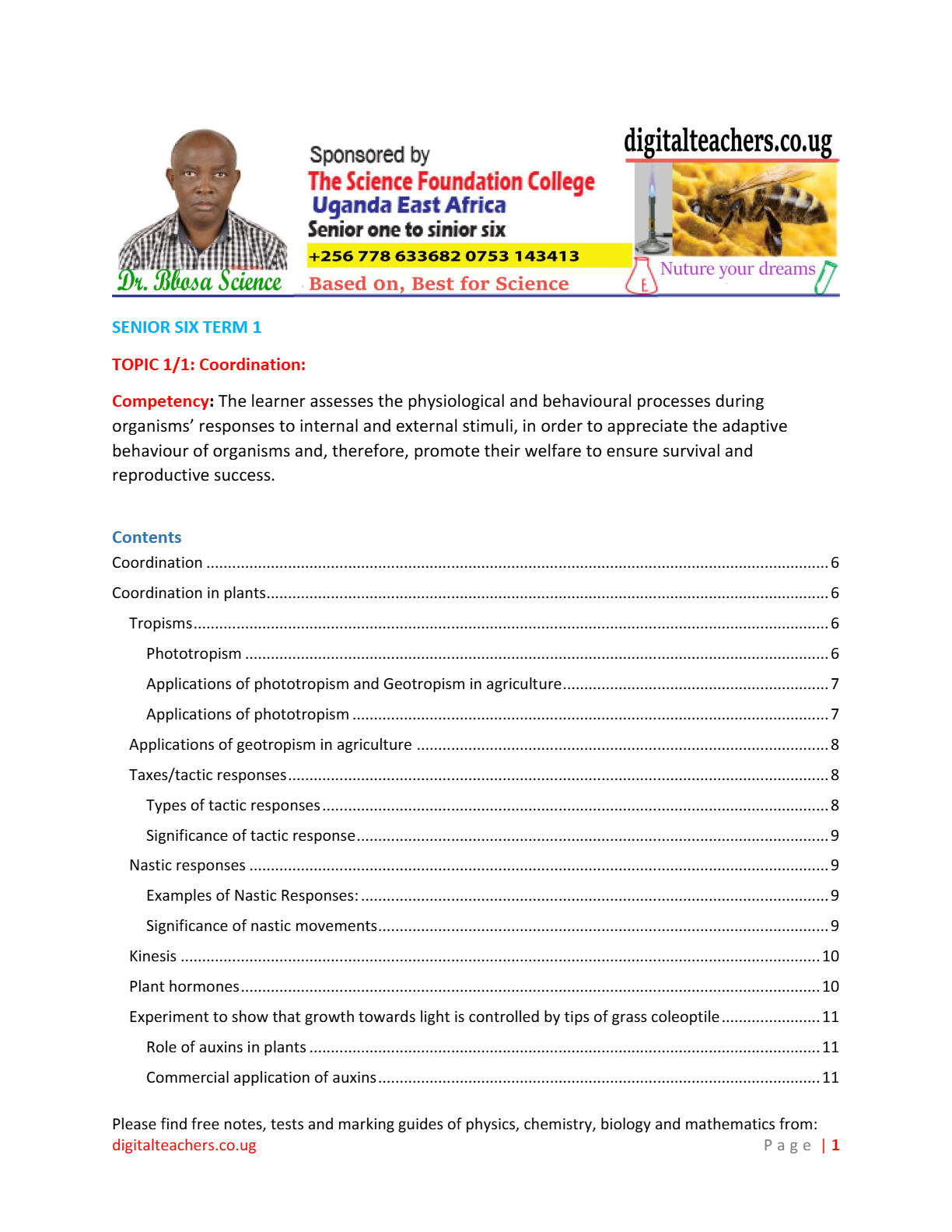 biology coordination