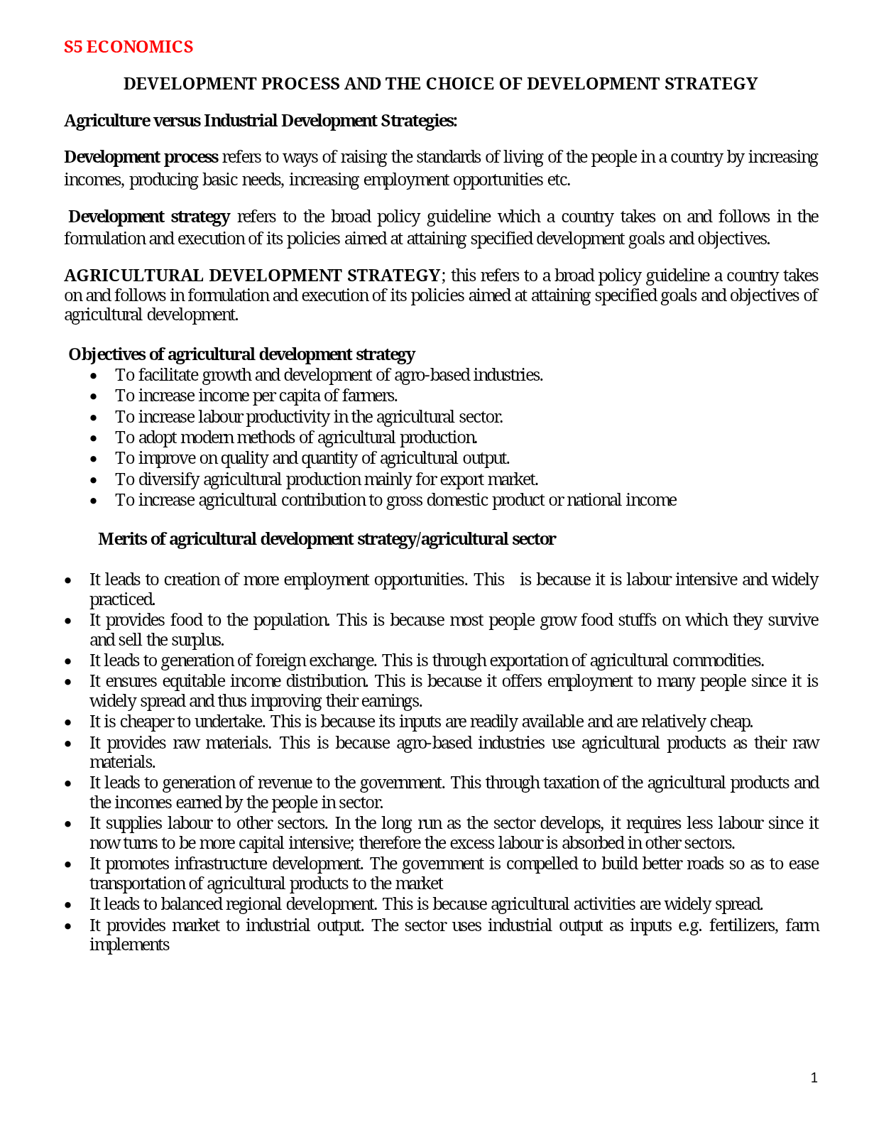 DEVELOPMENT PROCESS AND THE CHOICE OF DEVELOPMENT STRATEGY S5 ECONOMIC