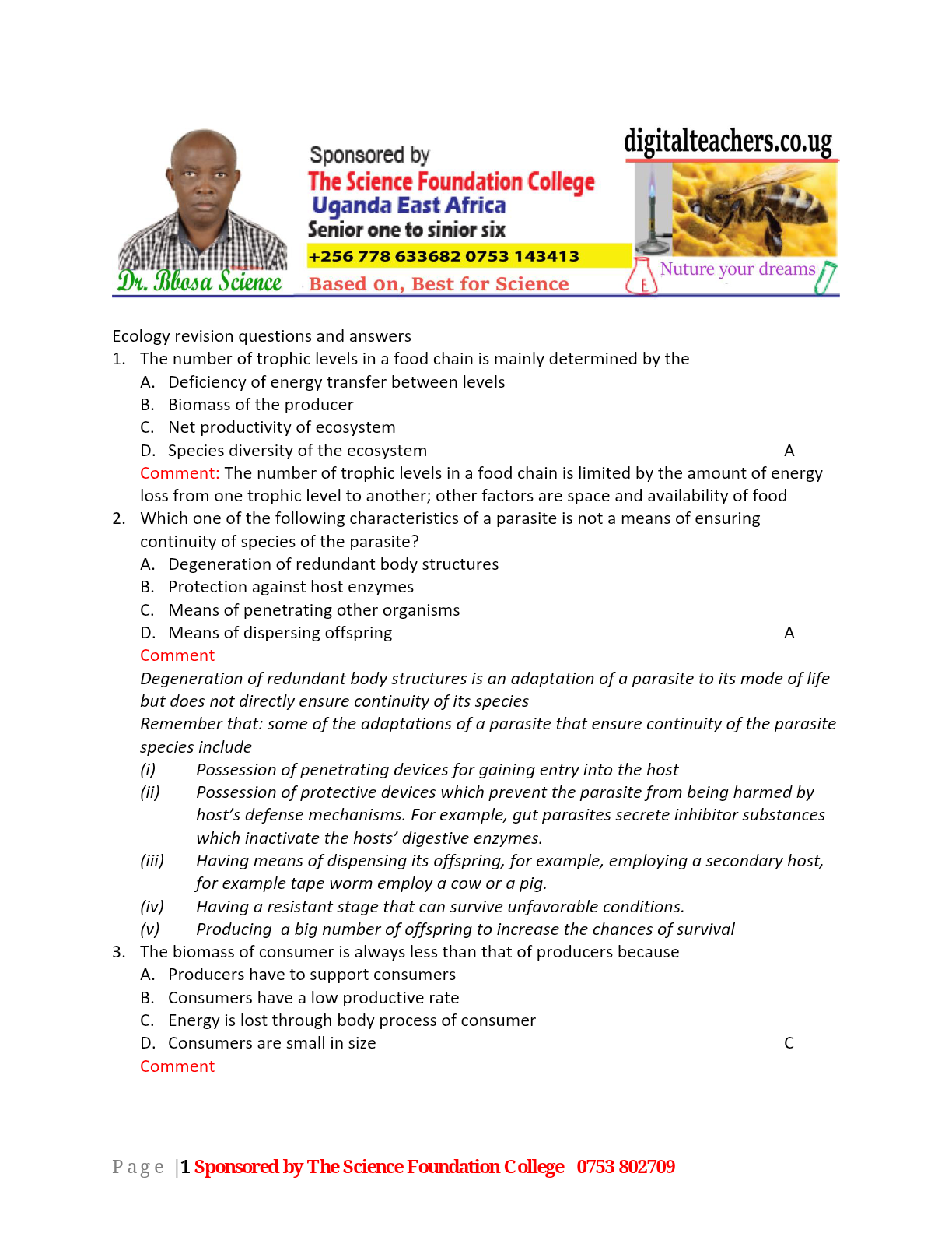 Ecology Qns en Ans