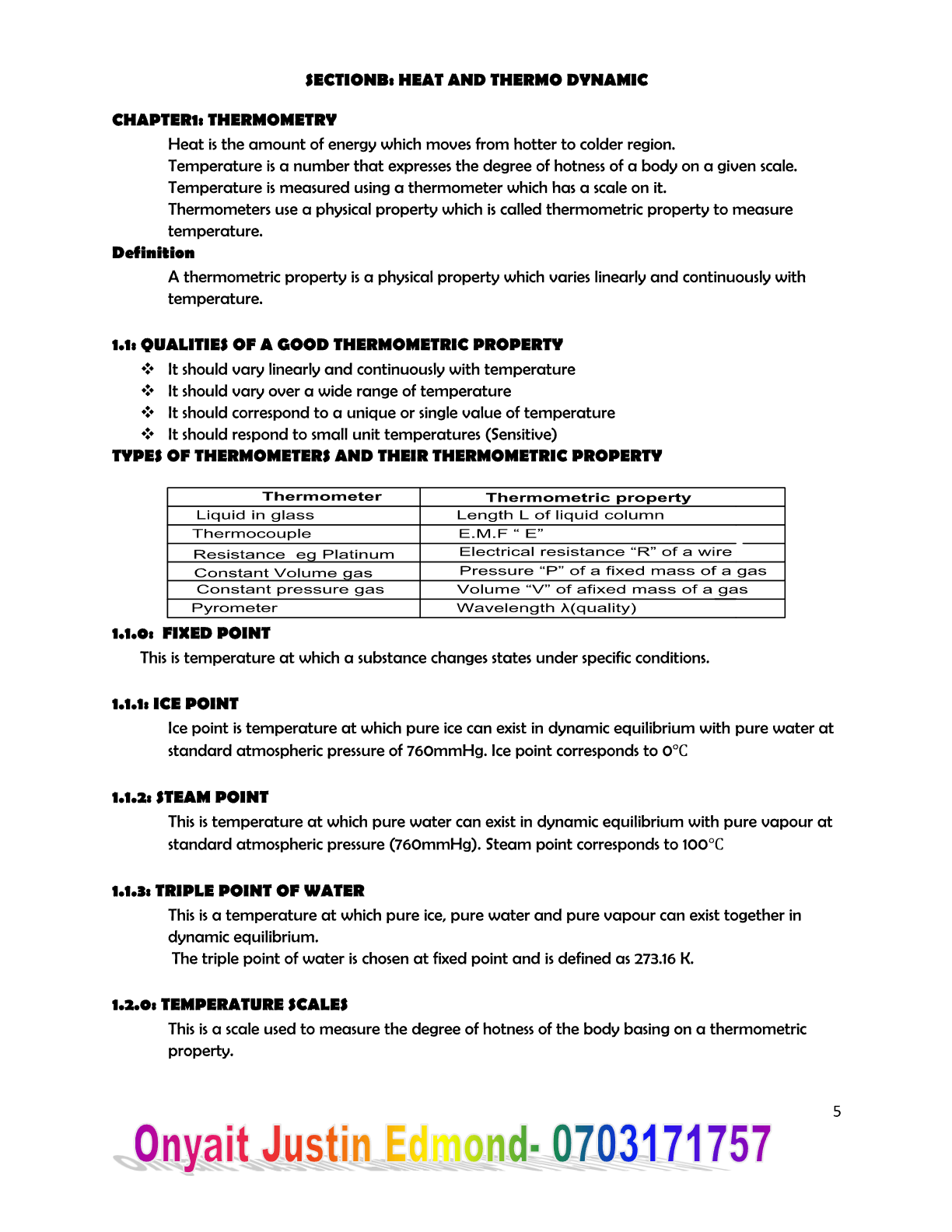 thermometry and calorimetry
