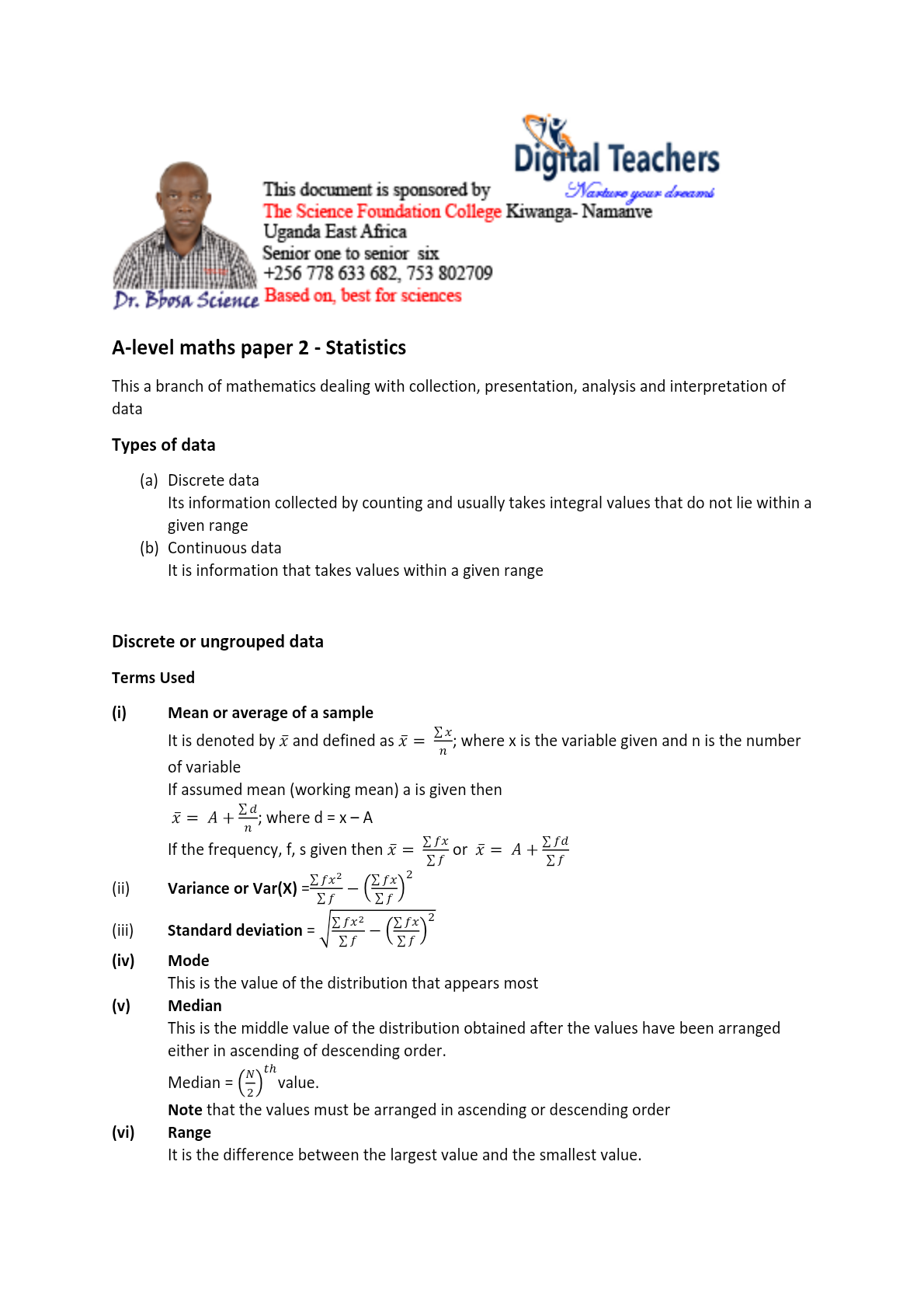 MATH PAPER 2 STATISTICS