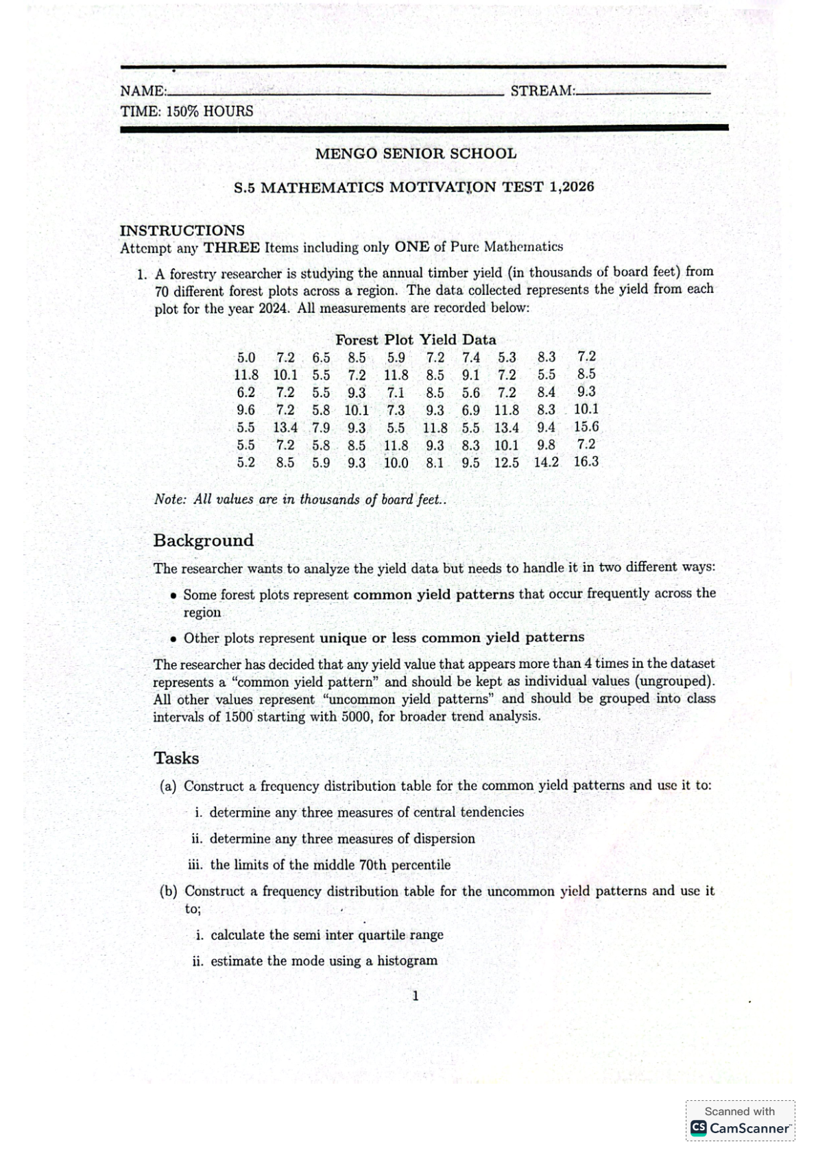 Math Motivation test term I