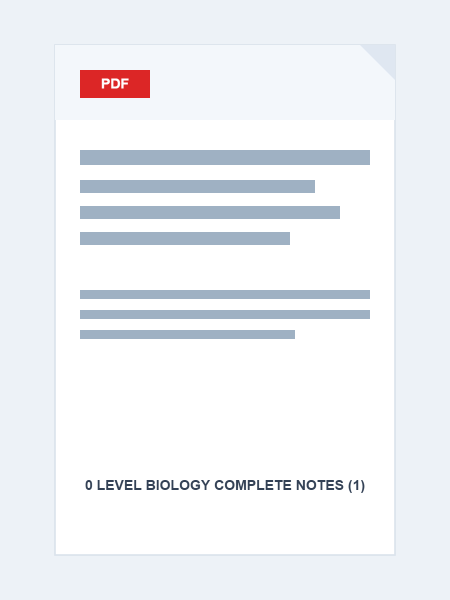 O LEVEL BIOLOGY NOTES