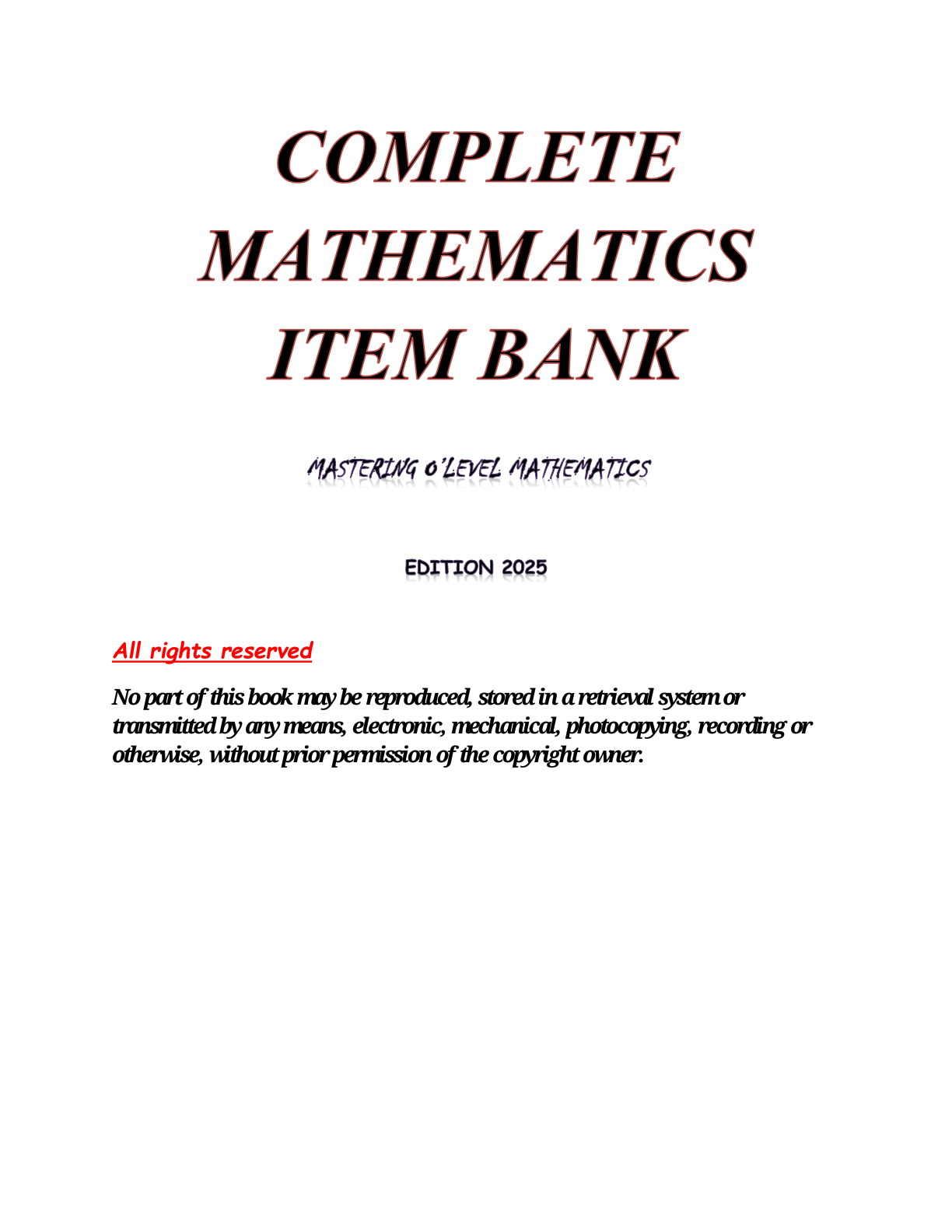 Sample item bank