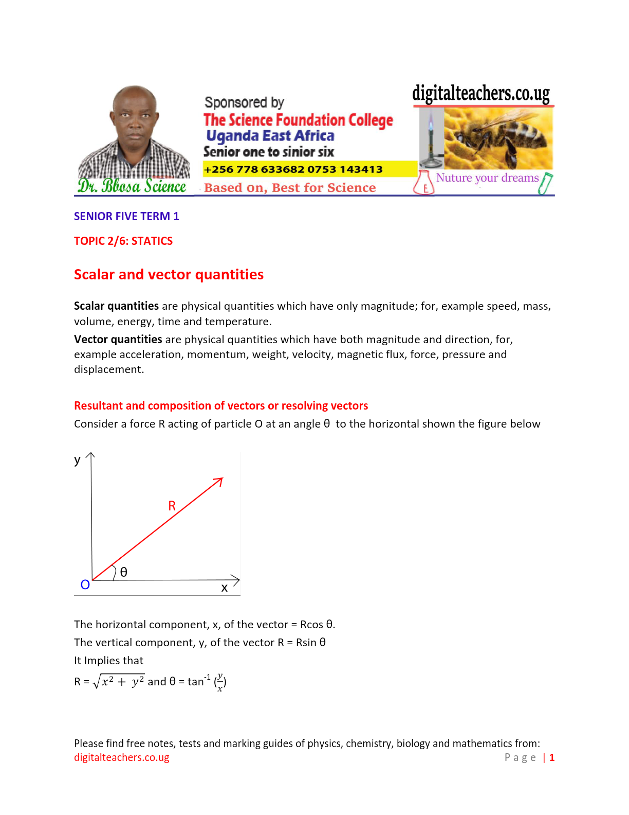 Physics notes statics