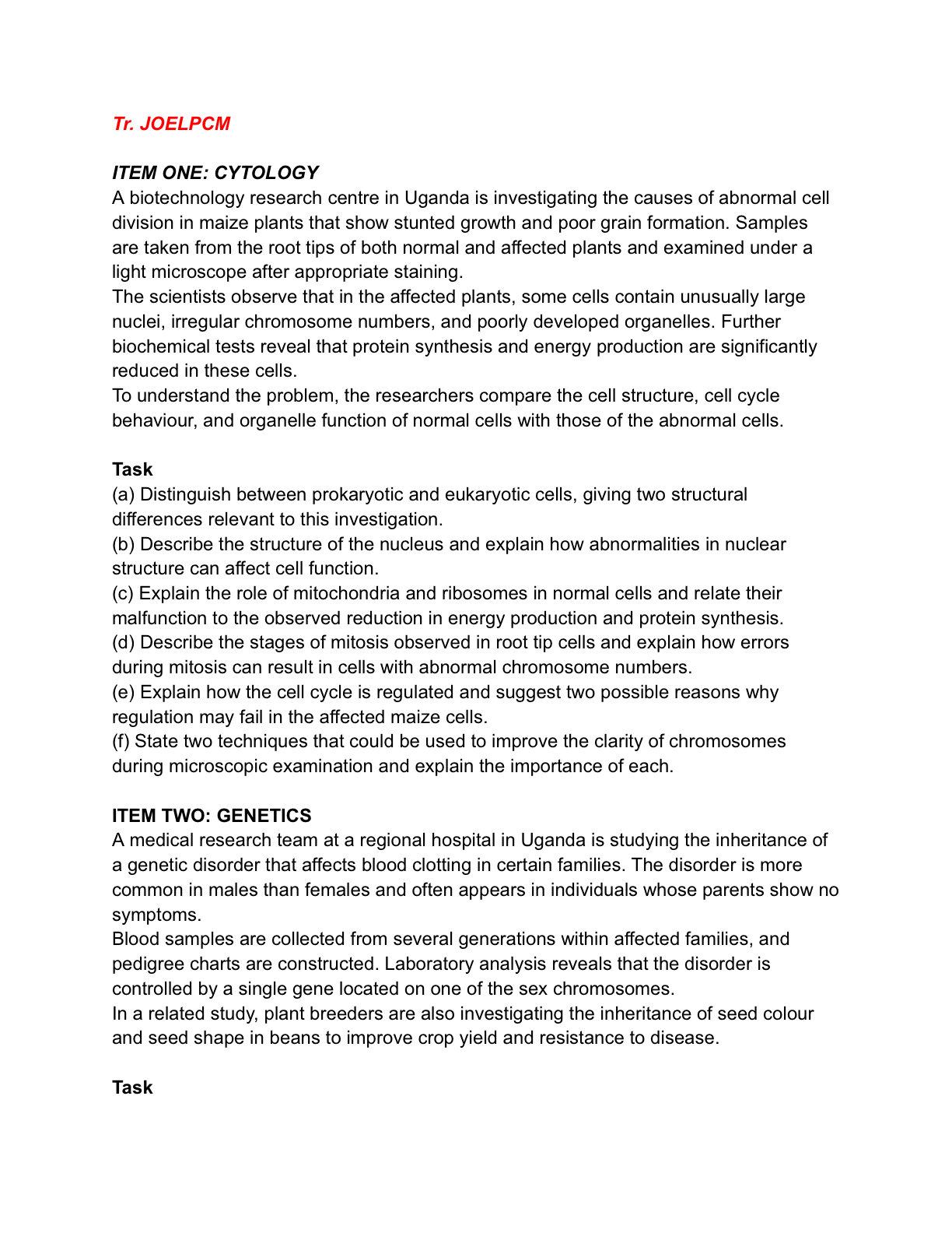 UACE BIOLOGY BY TR JOELPCM AND HIS TEAM