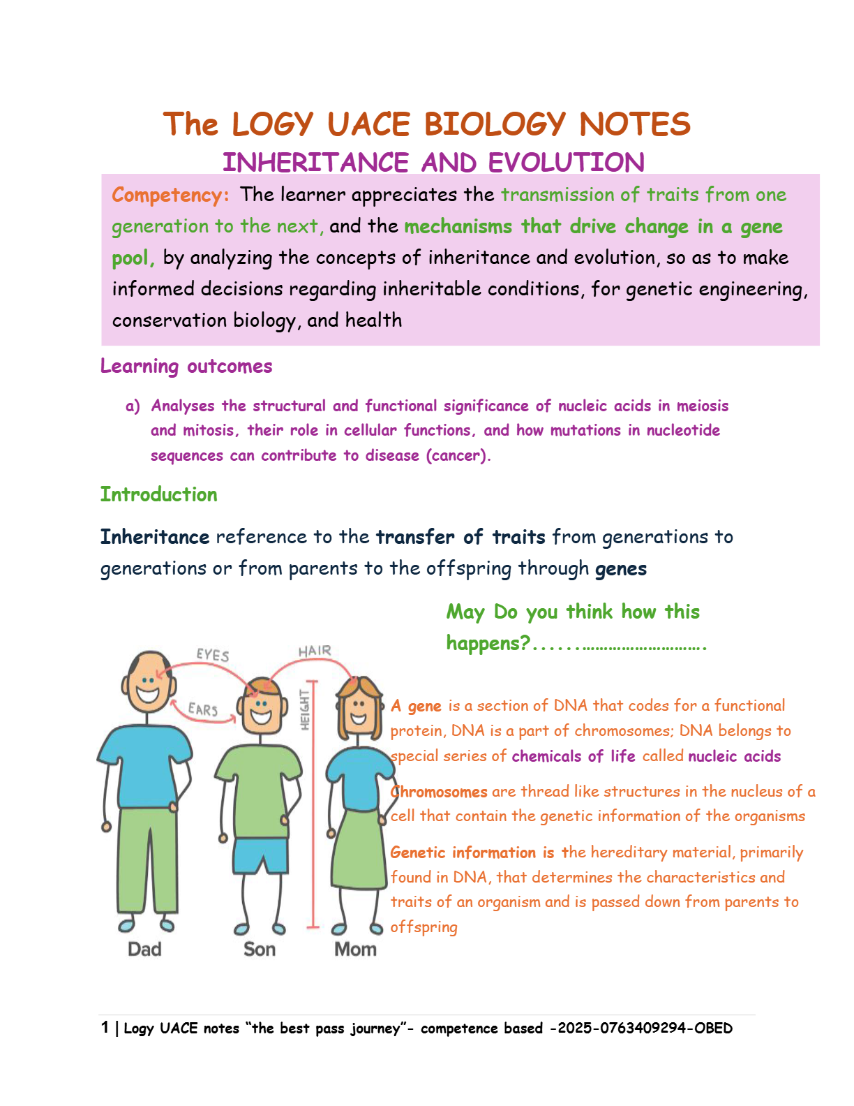 inheritance notes competence based work