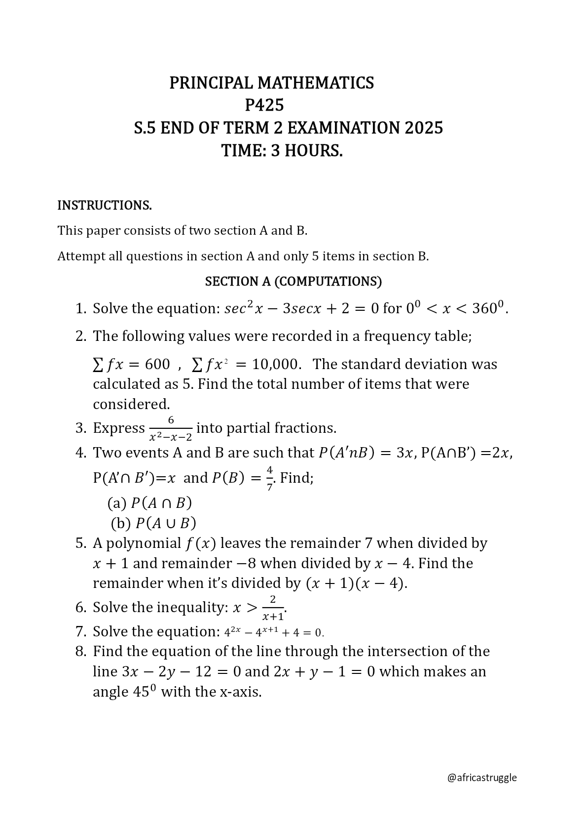 S5 maths