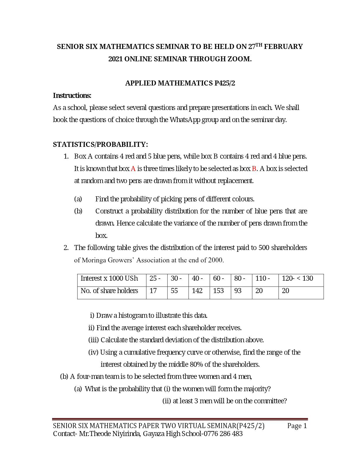 Sample questions