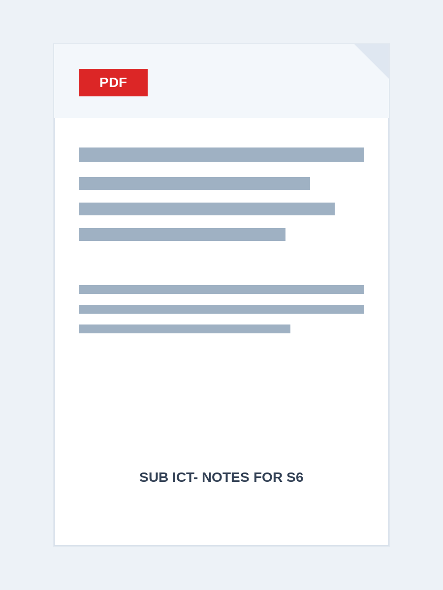 SUB ICT- NOTES FOR S6