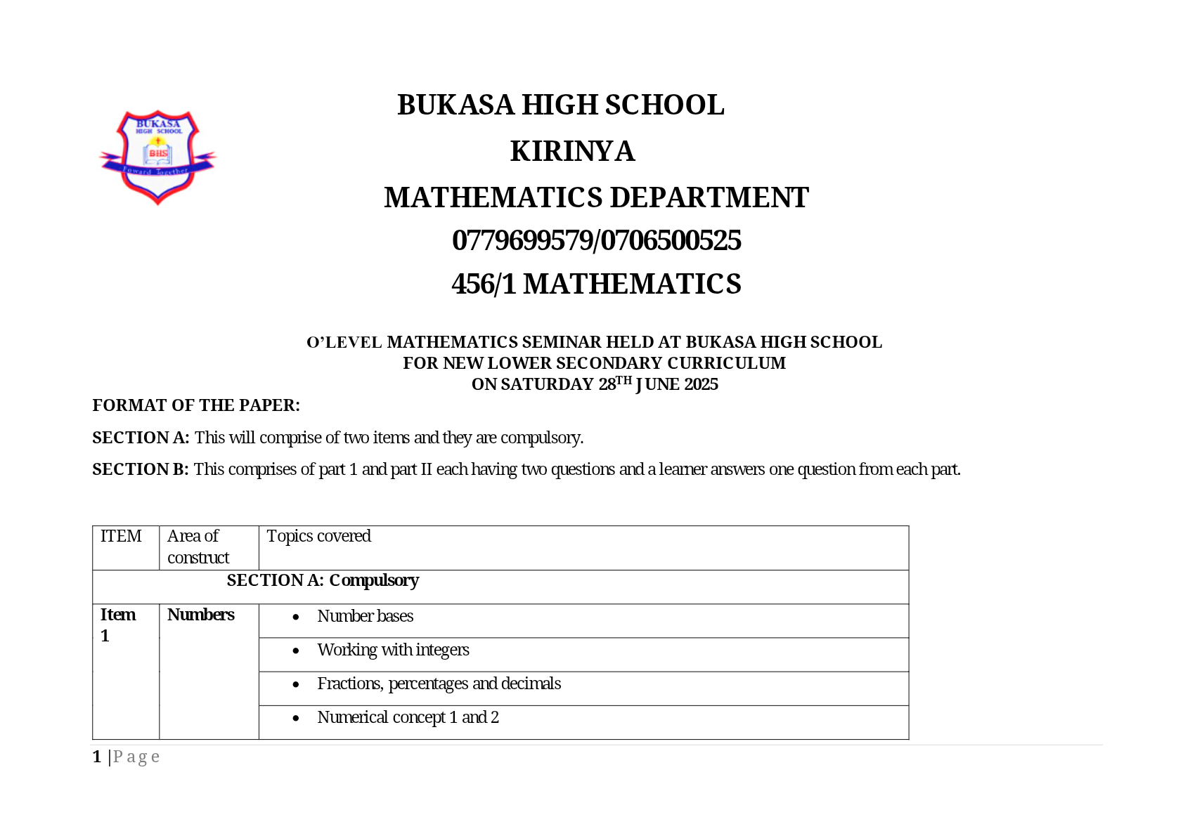 S.4 math seminar