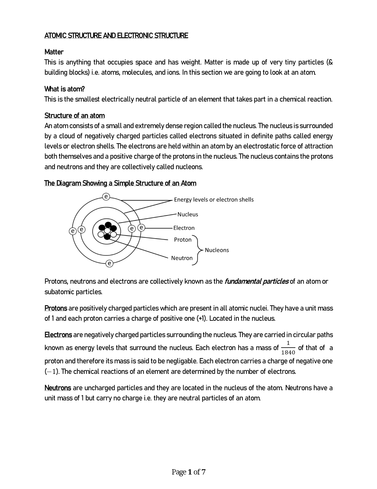 S5 Atomic Structure and Electronic configuration