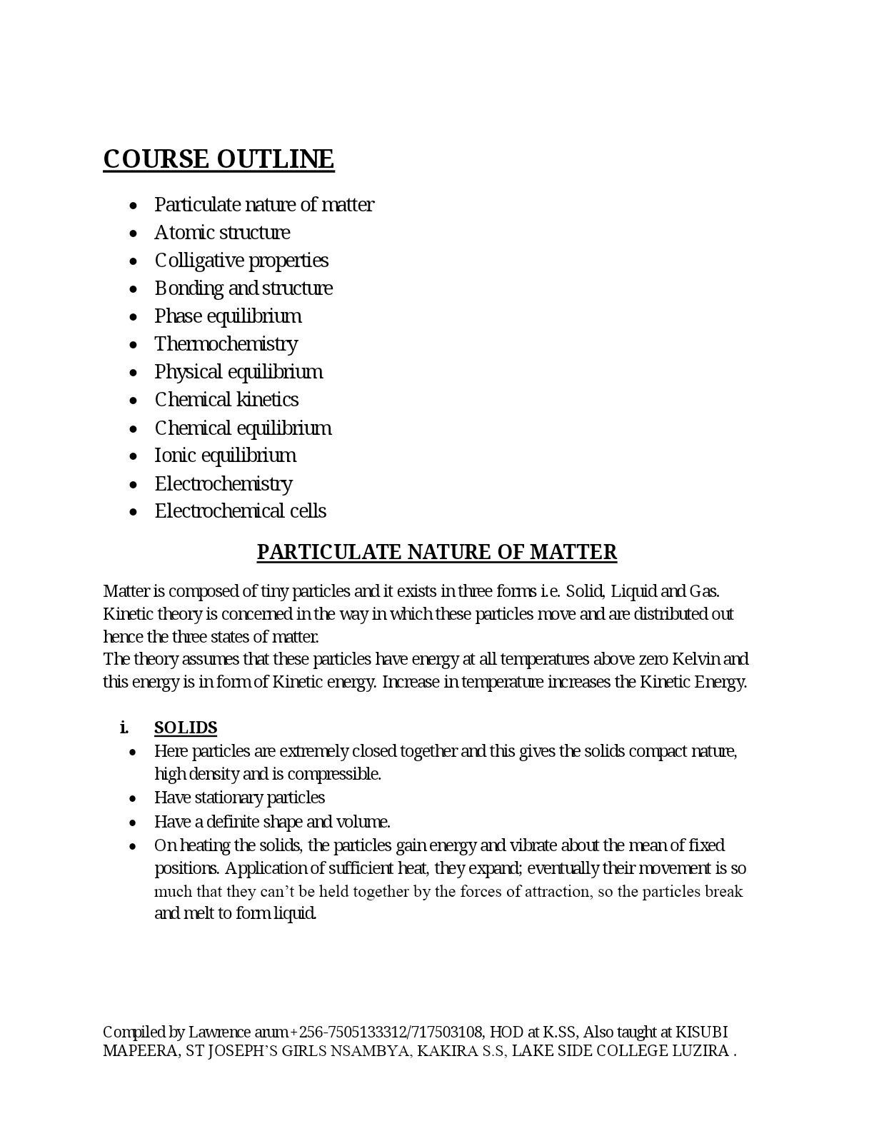 Physical chemistry notes