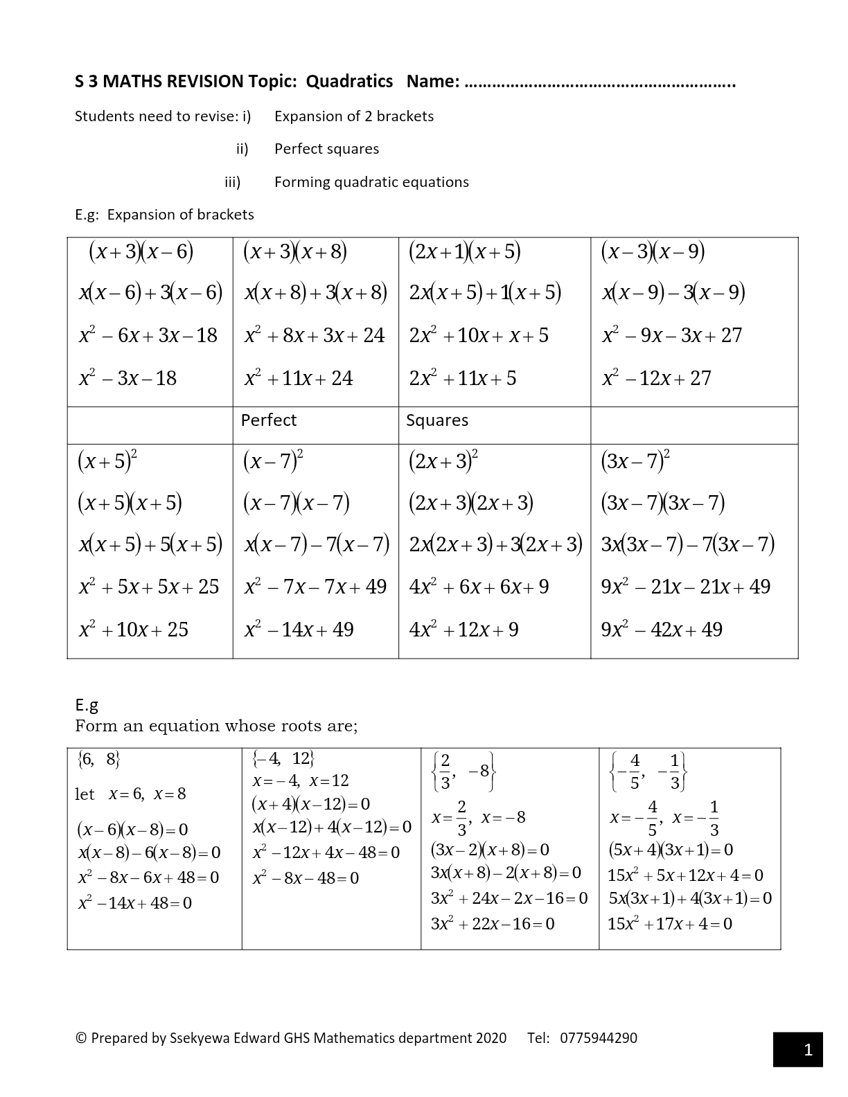 Wunna S3 maths