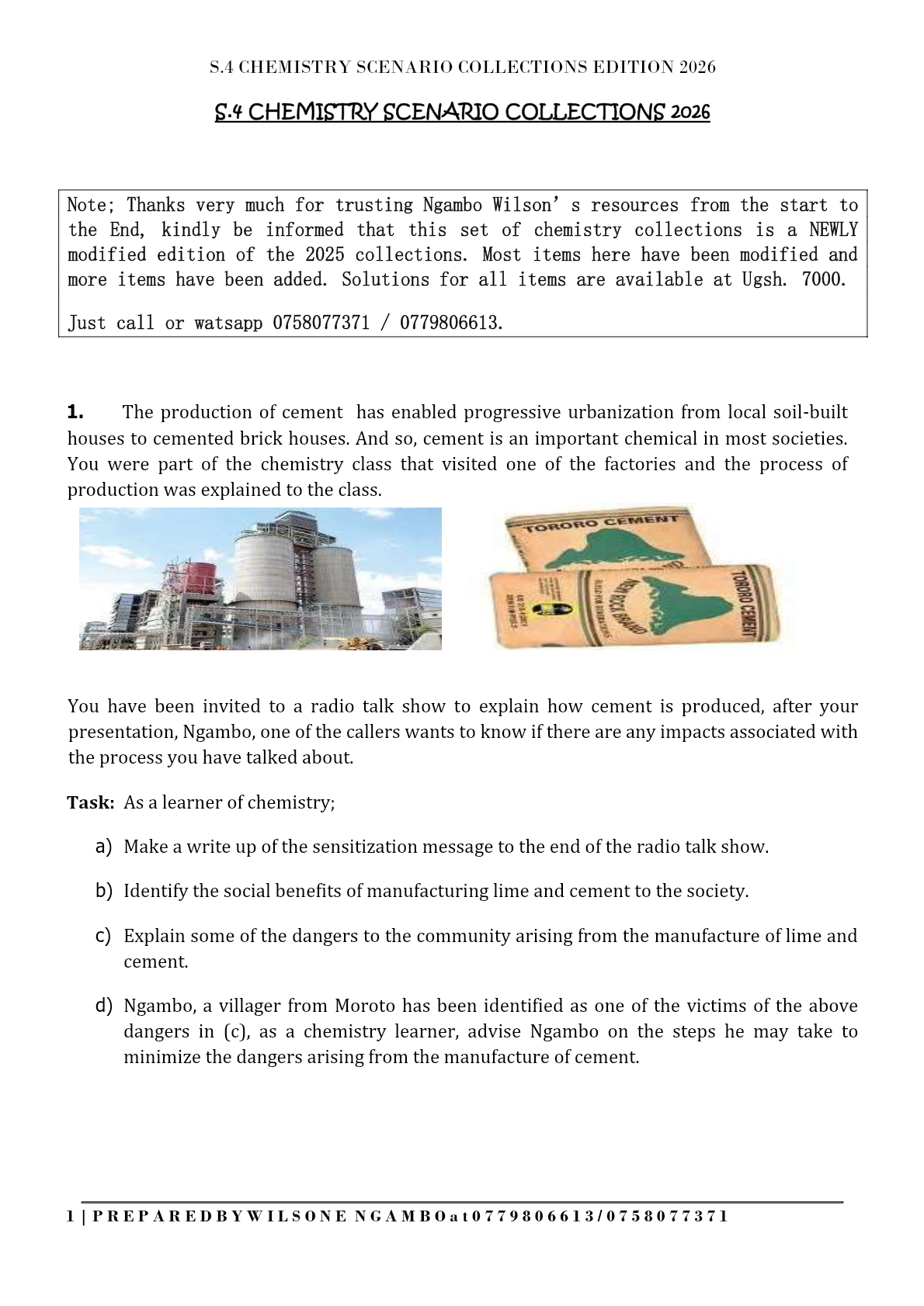Chemistry scenarios