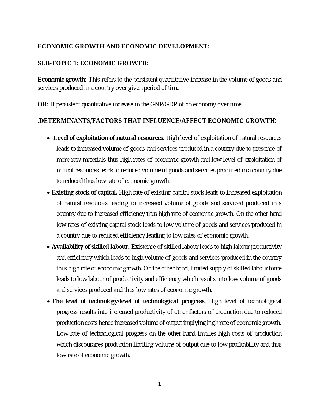 ECONOMIC GROWTH AND ECONOMIC DEVELOPMENT