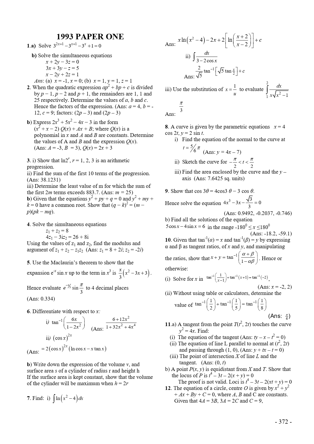 Alevel pure mathematics question bank - exoticnotes.com