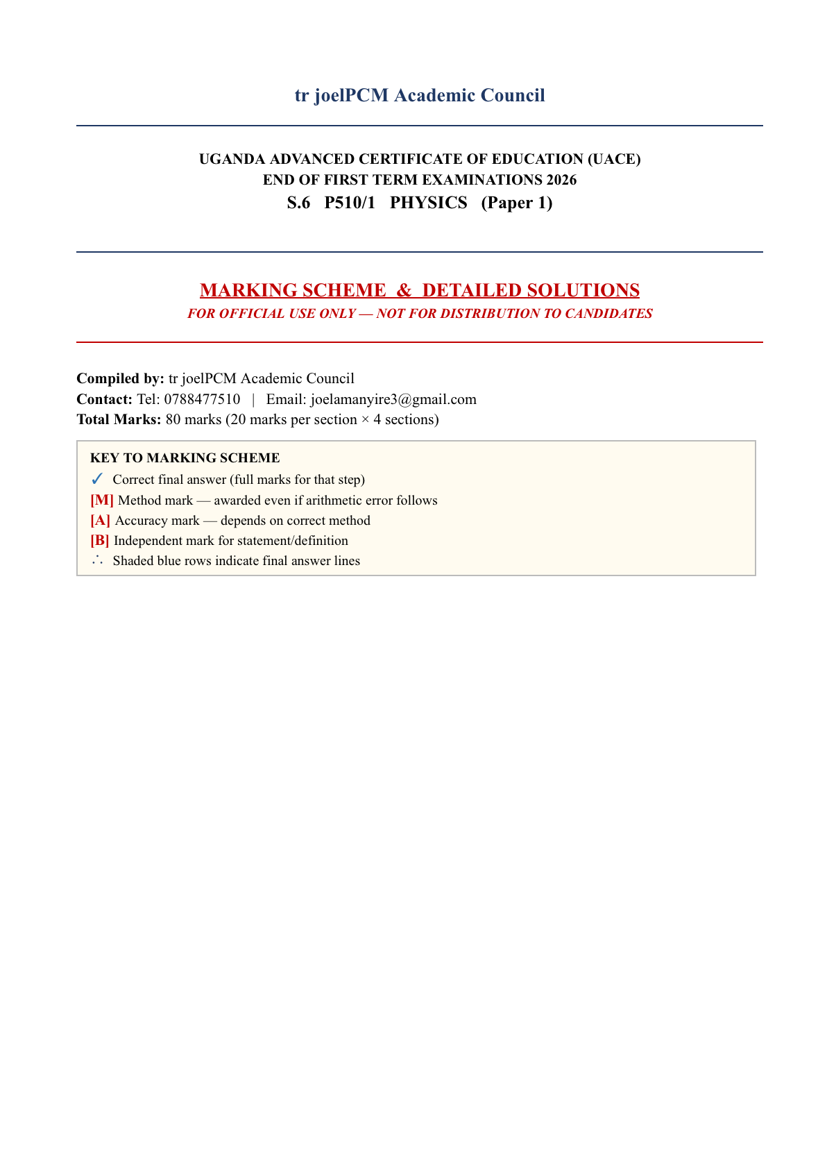 Physics_P1_MarkingScheme