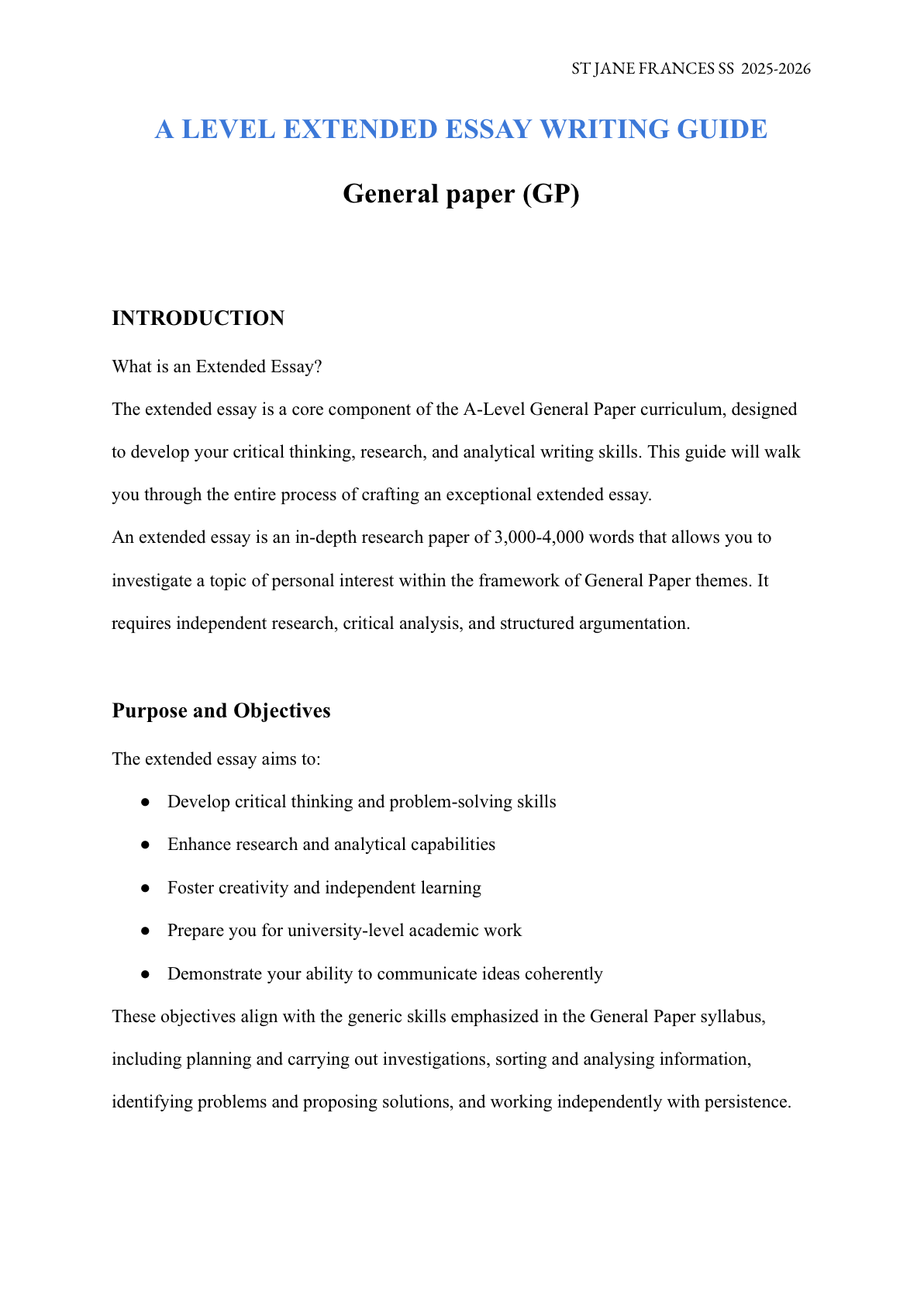 A level GP extended essay guide