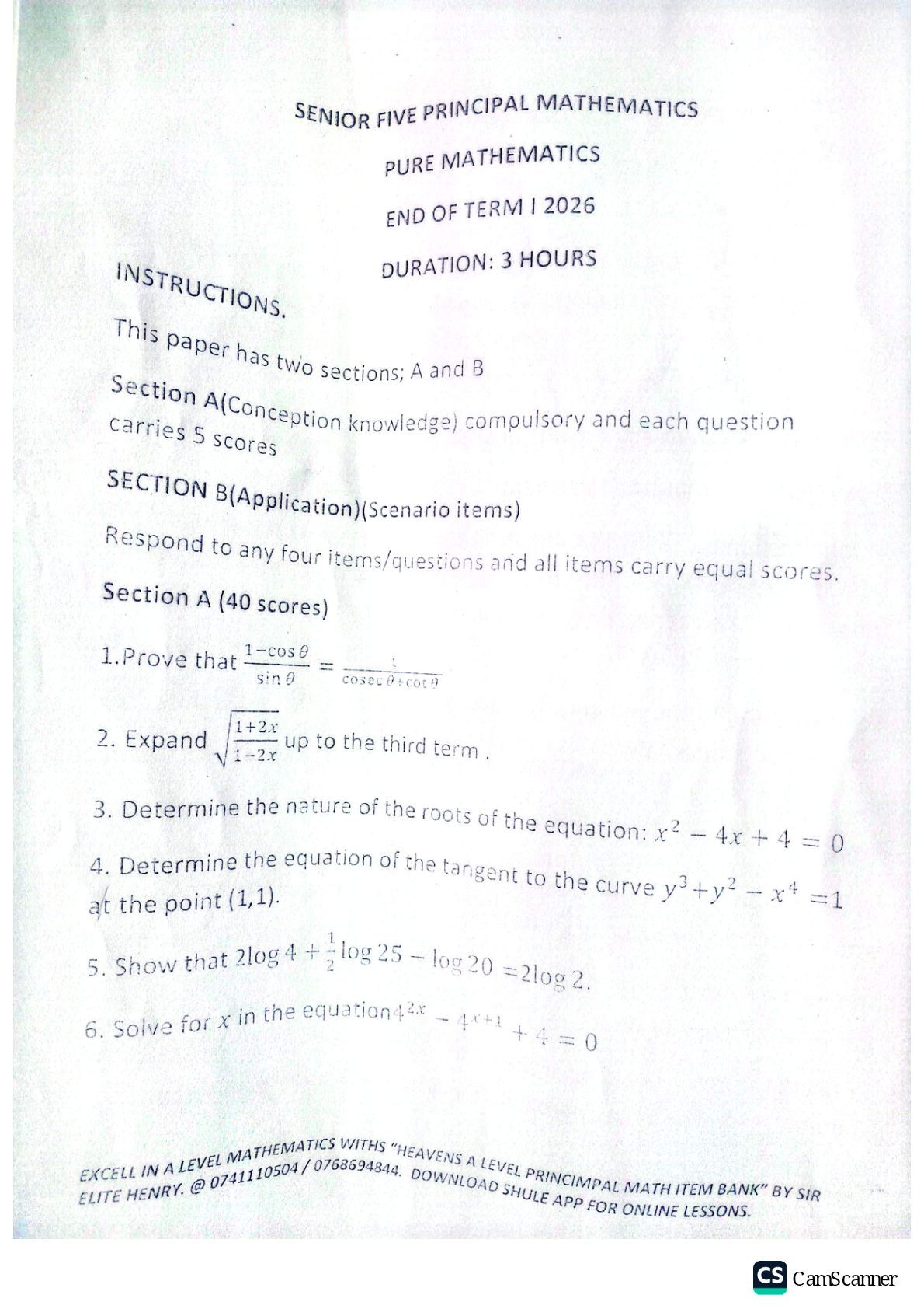 principal math s.5 term 1 2026
