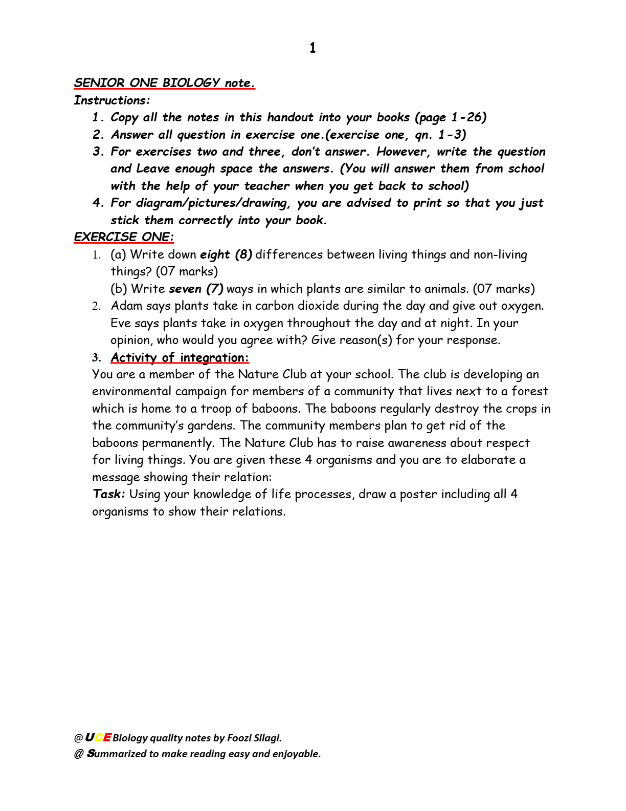 s1 biology notes pdf