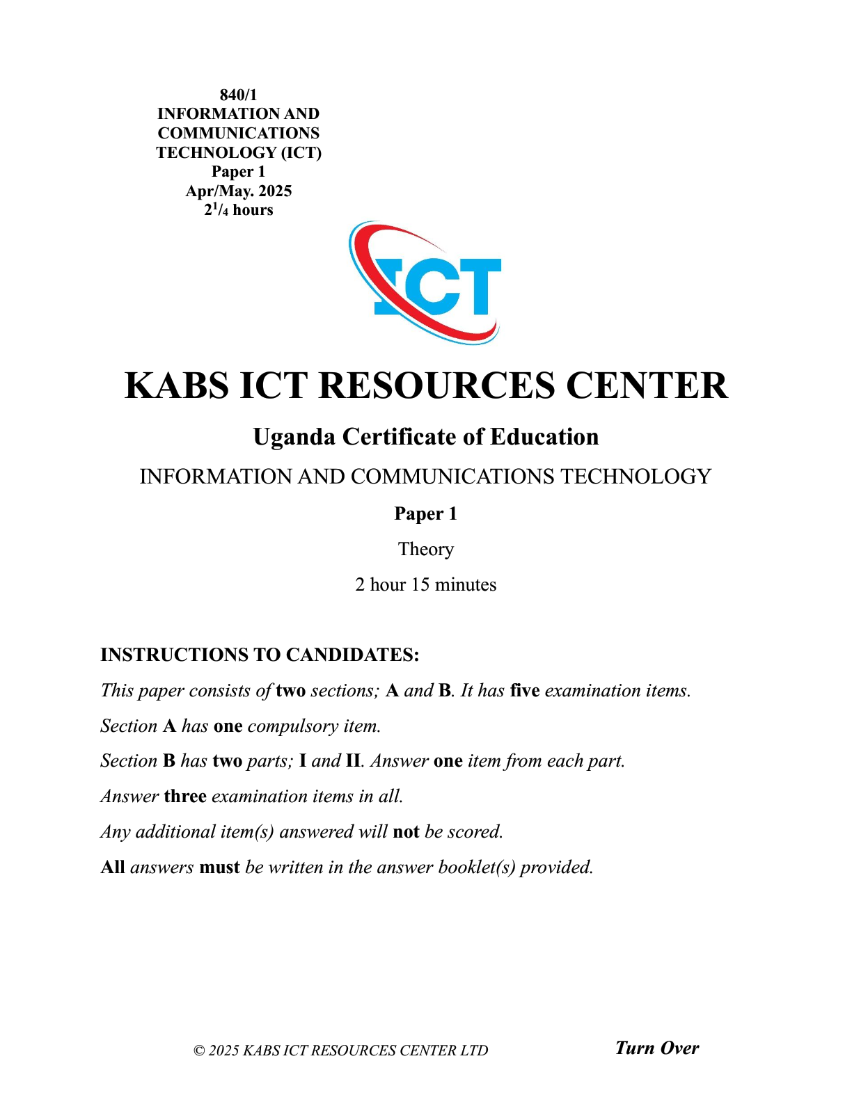 S4 UCE ICT PP1 2025
