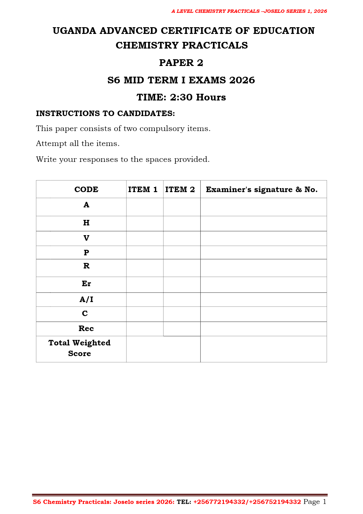S6 CHEM PRACTICALS MID TERM I 2026--JOSELO SERIES(1)