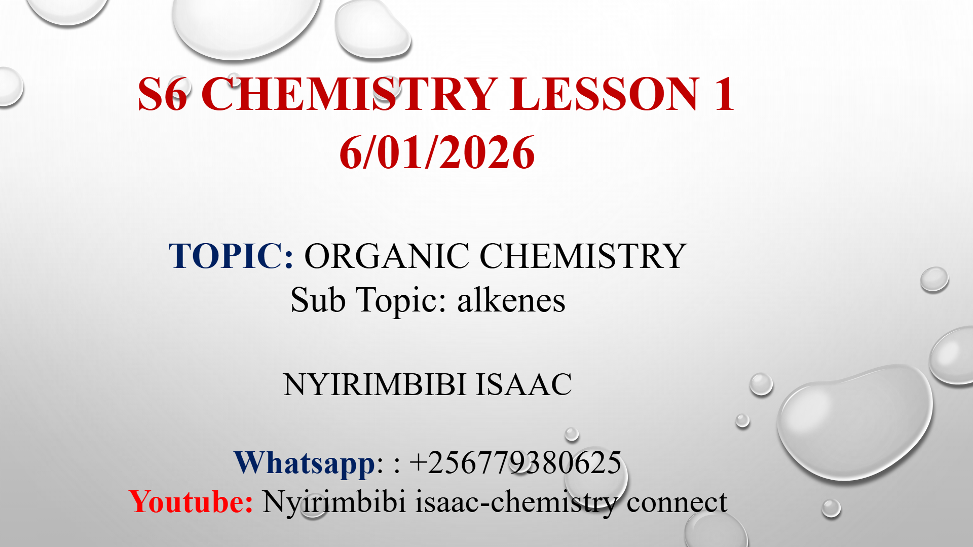 S6 CHEMISTRY Holistic Learning