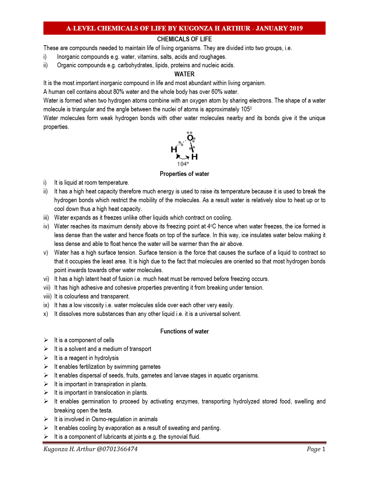 CHEMICALS OF LIFE A
