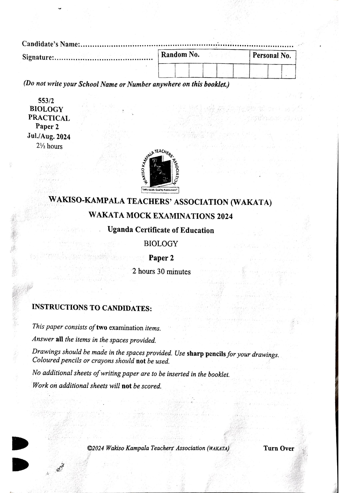 Wakata mock examination