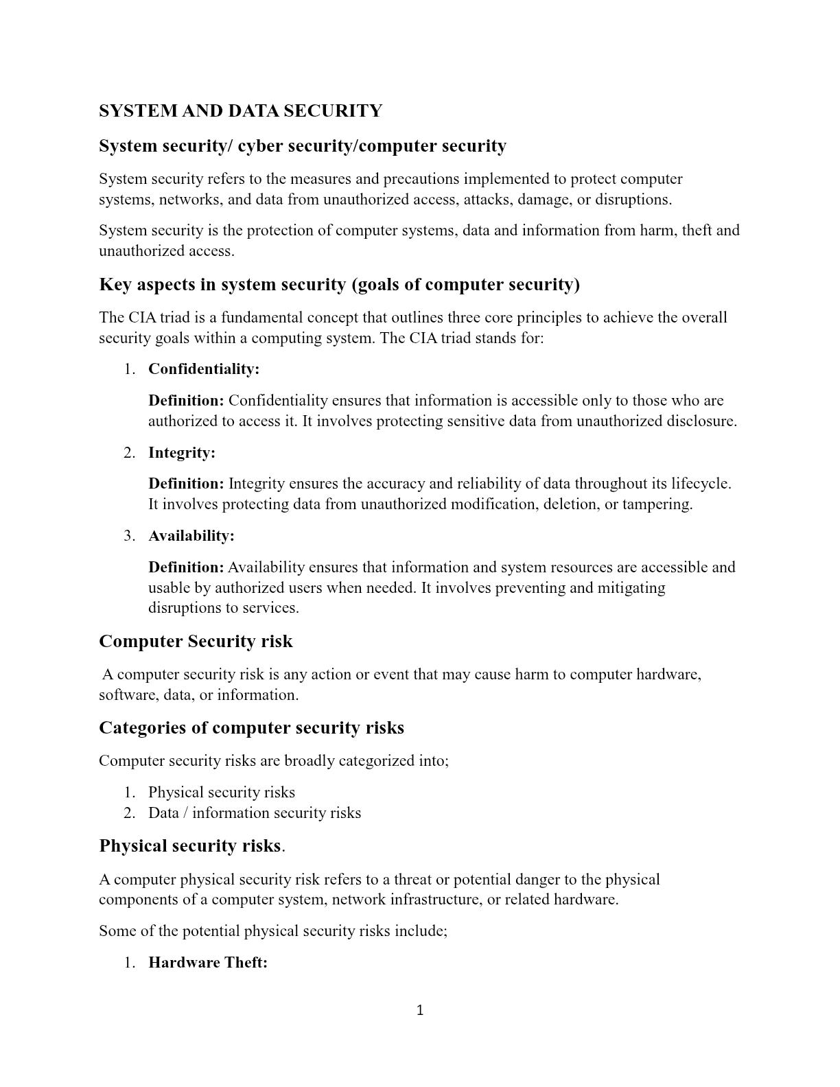 S4 SYSTEM AND DATA SECURITY, BASIC SOFTWARE MANAGEMENT. and ELECTRONIC WASTE MANAGEMENT.