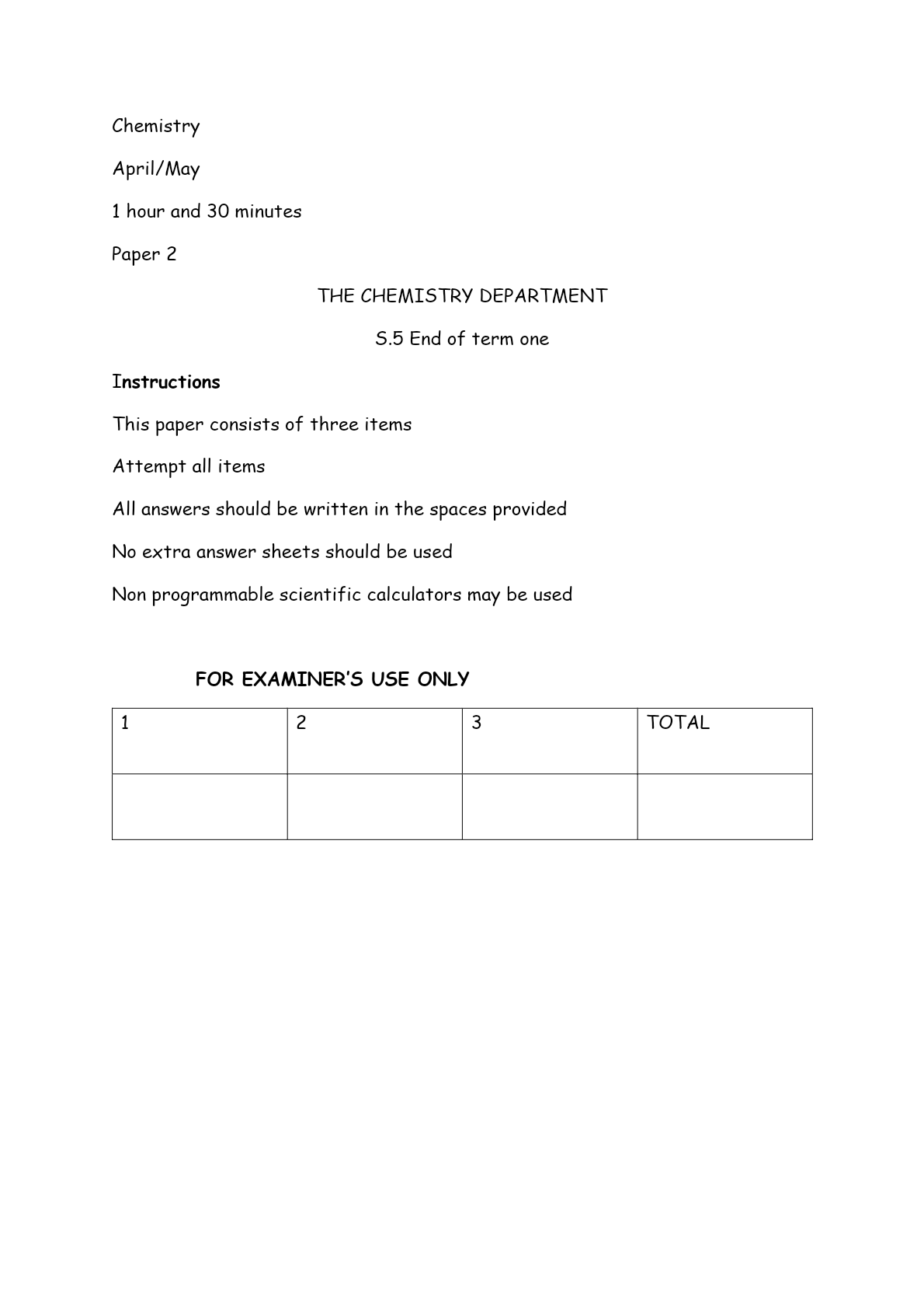 S.5 CHEM 2 FINAL