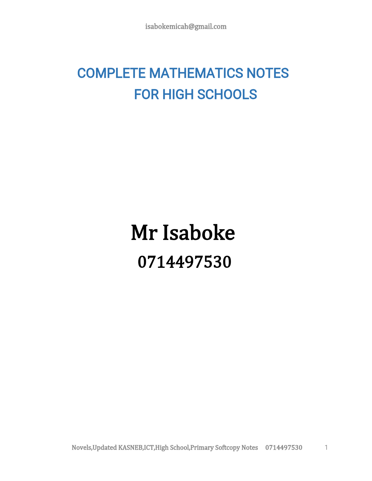 ALL MATHEMATICS NOTES ALEVEL