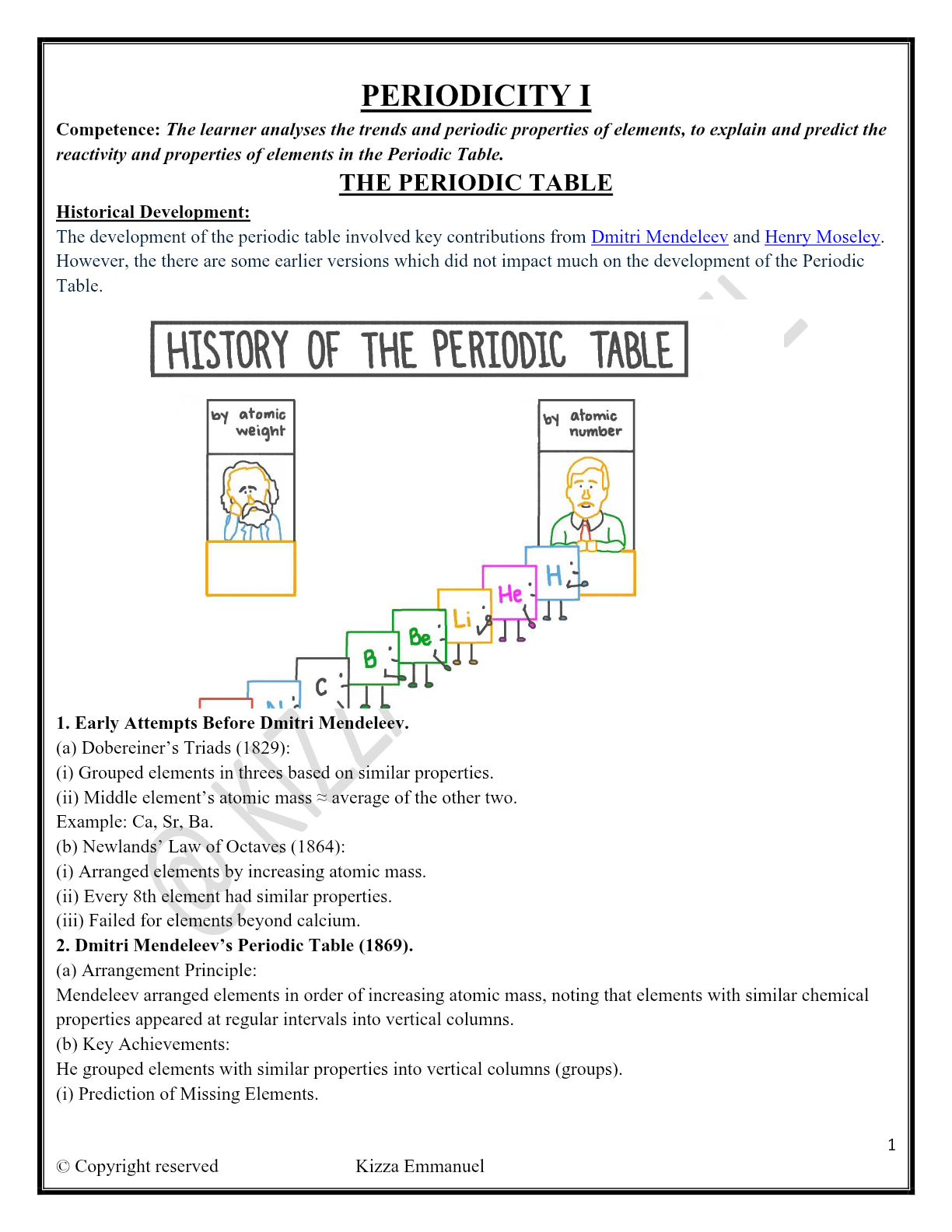 THE PERIODIC TABLE AND PERIODICITY CBC