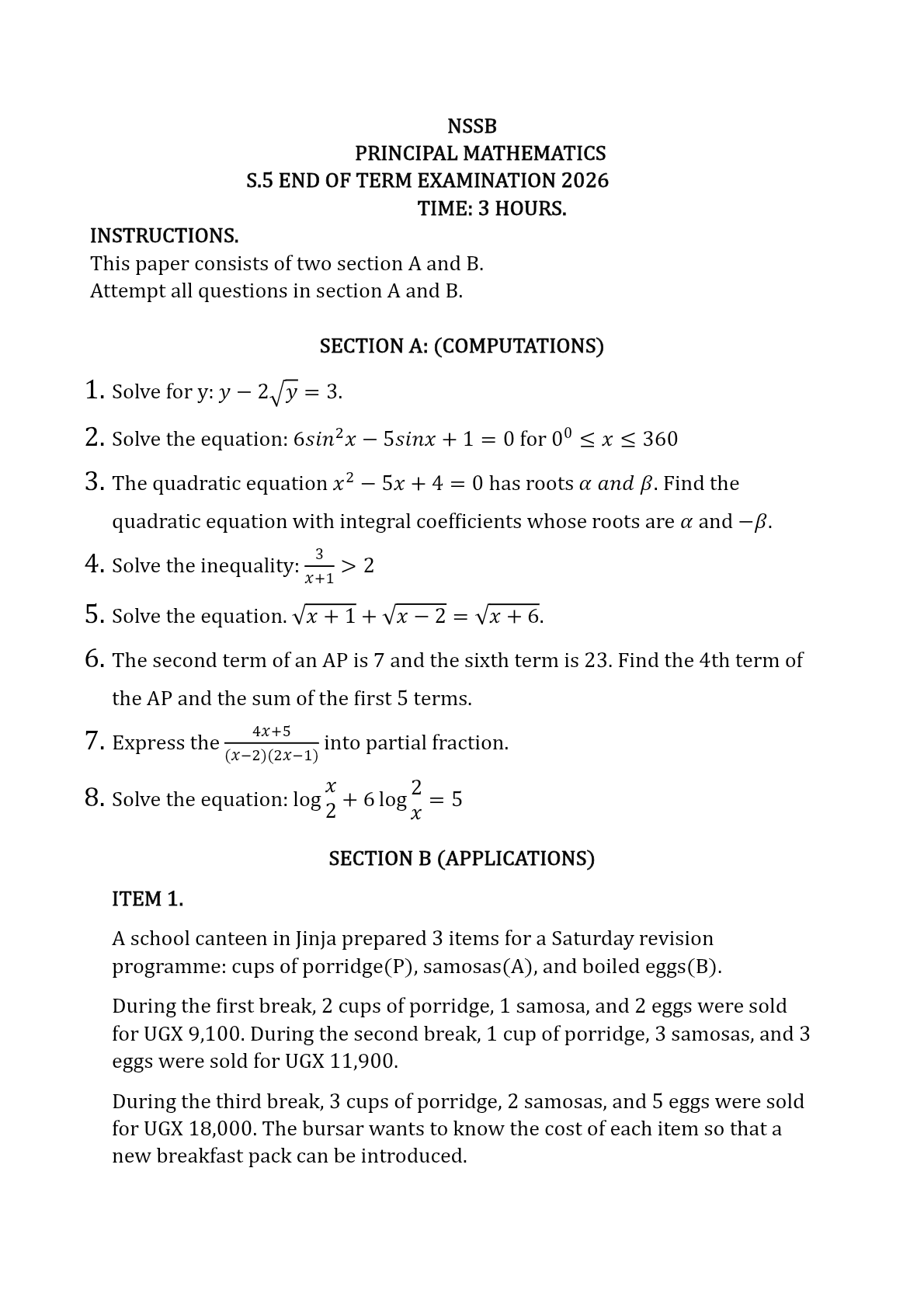 Trial paper