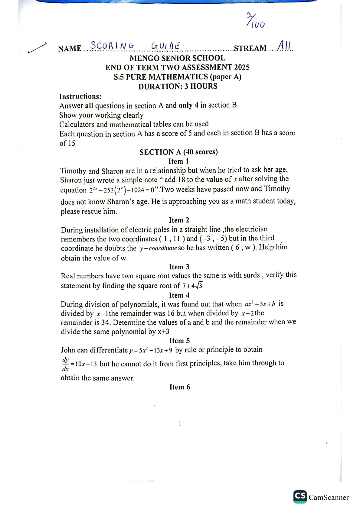 S5 PURE MATH