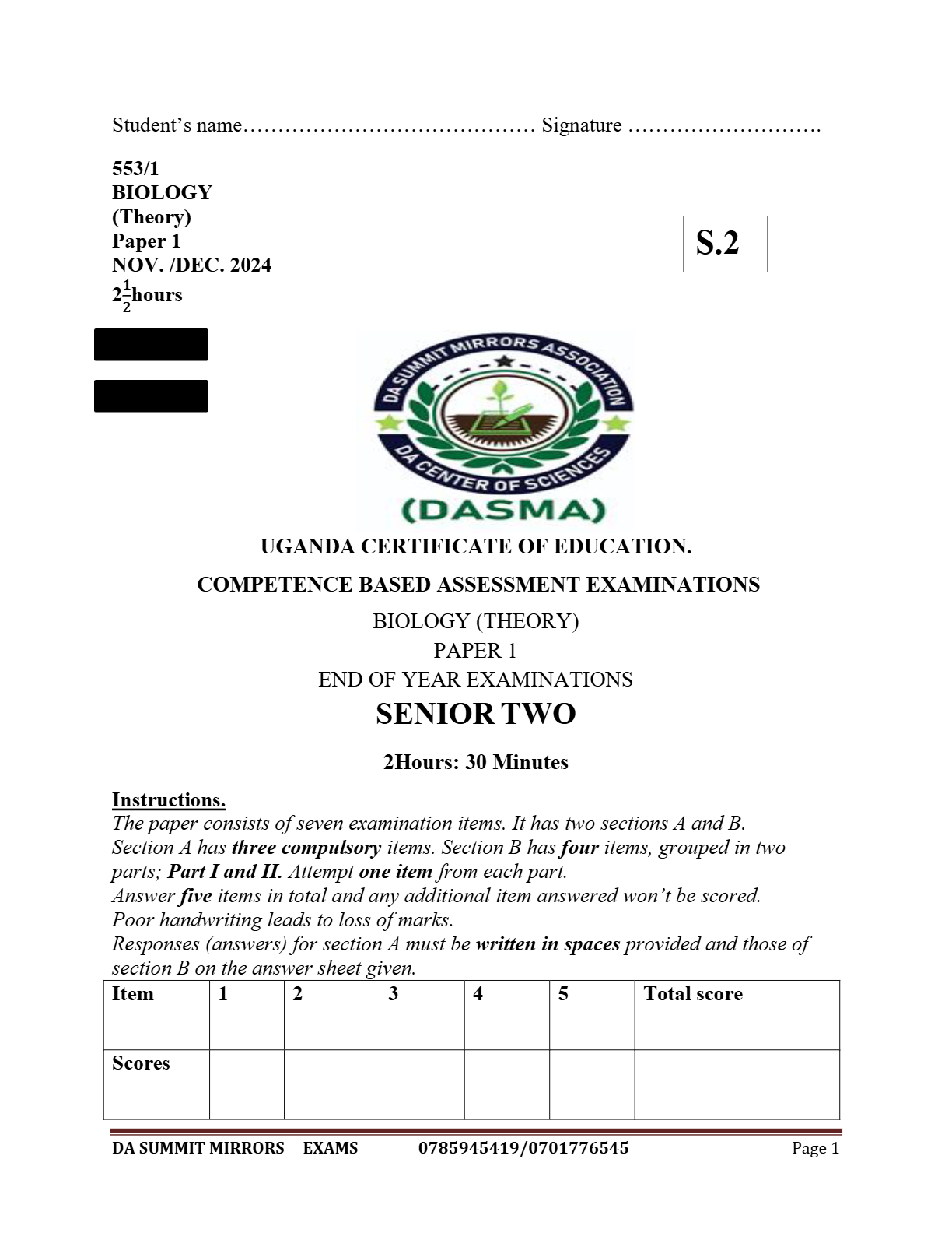 S2 BIO 1