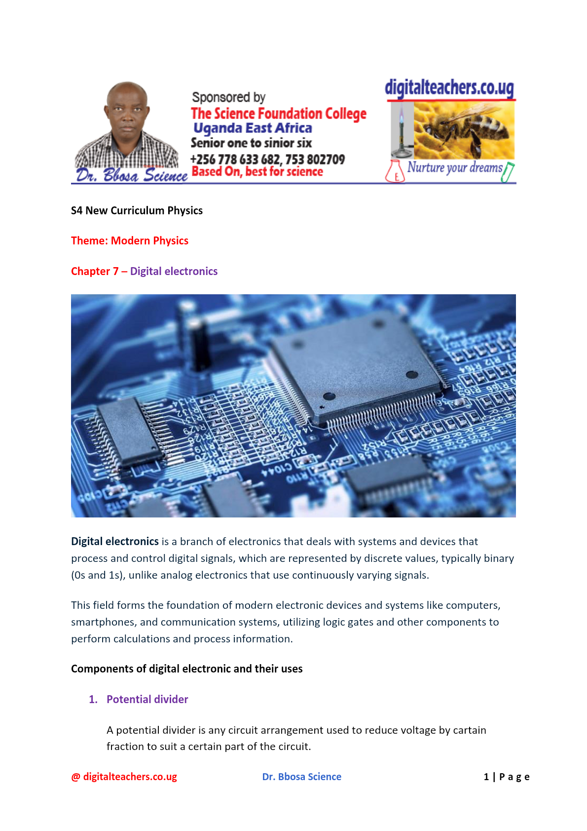 S4-New-curriculum-physics-notes-Chapter-7-–Digital-electronic